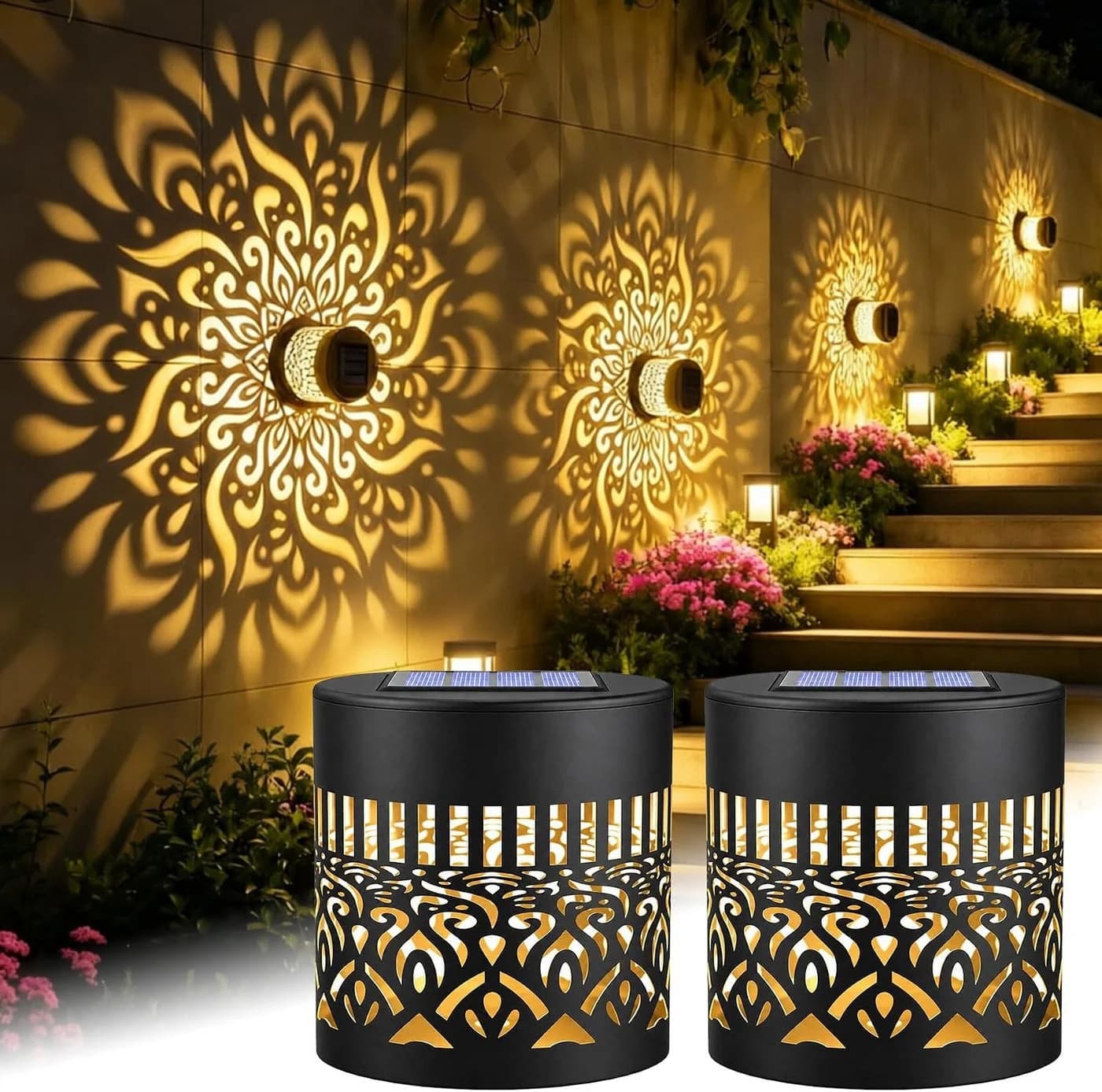 VIVIHEYDAY Dekorative Solar-Mandala-Leuchte LED Außen-Wandleuchte - Bild 2