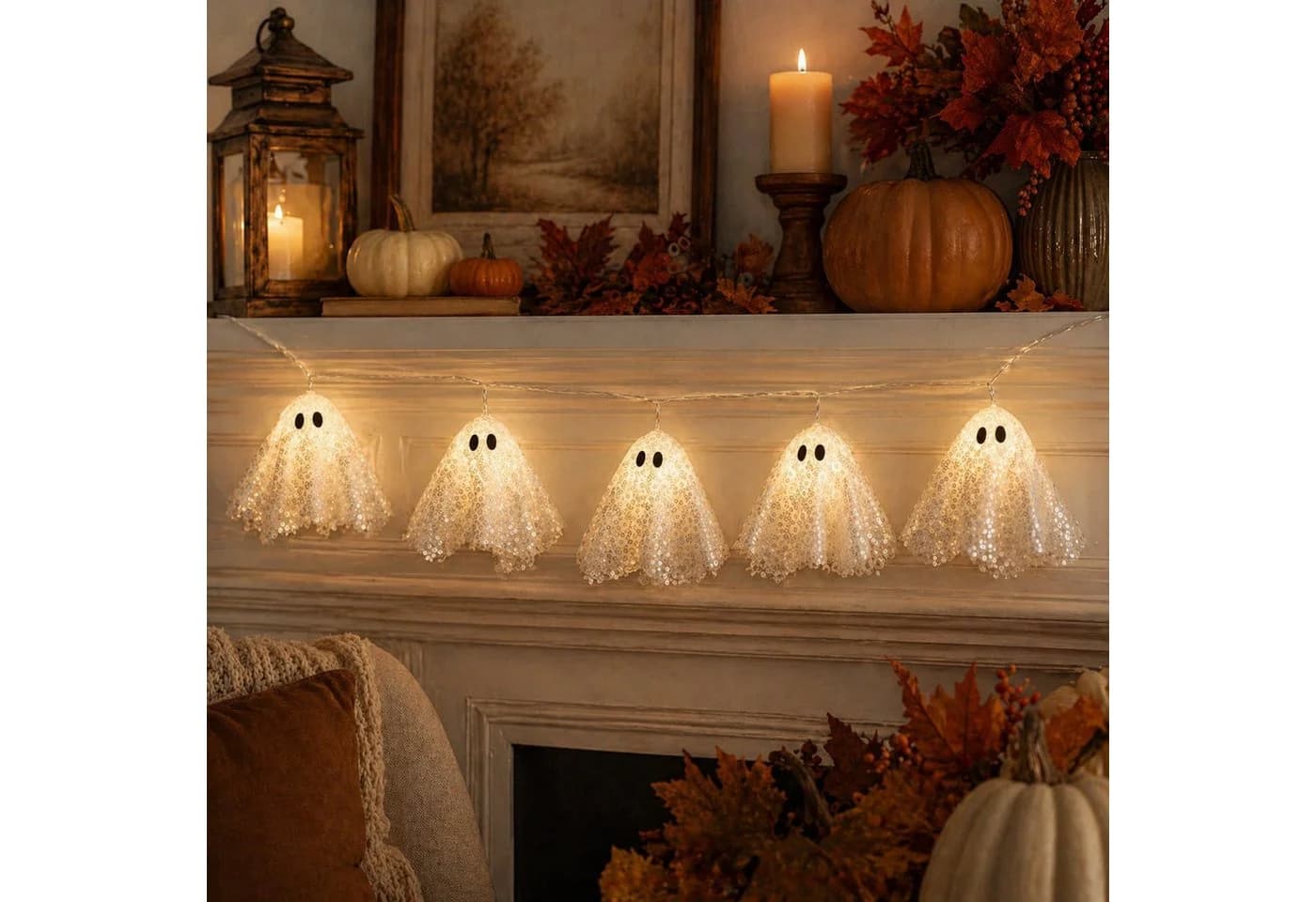 VIVIHEYDAY LED-Lichterkette Halloween Deko Geist 2m Weiß - Bild 2