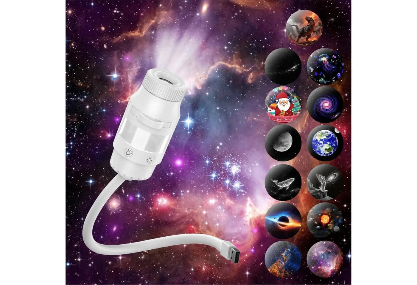 VIVIHEYDAY LED Nachtlicht 2-in-1 Galaxy Projektor mit 360° Schwanenhals - Bild 2