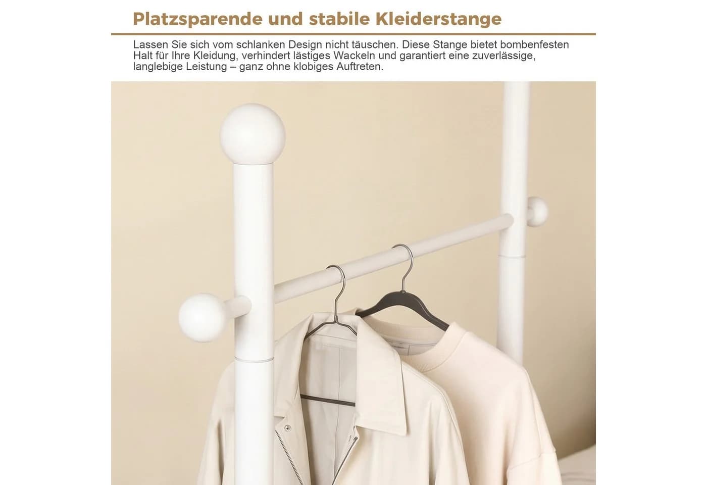 JOYOLEDER Garderobenständer Schwarz mit Ablage & Steinsockel - Bild 5