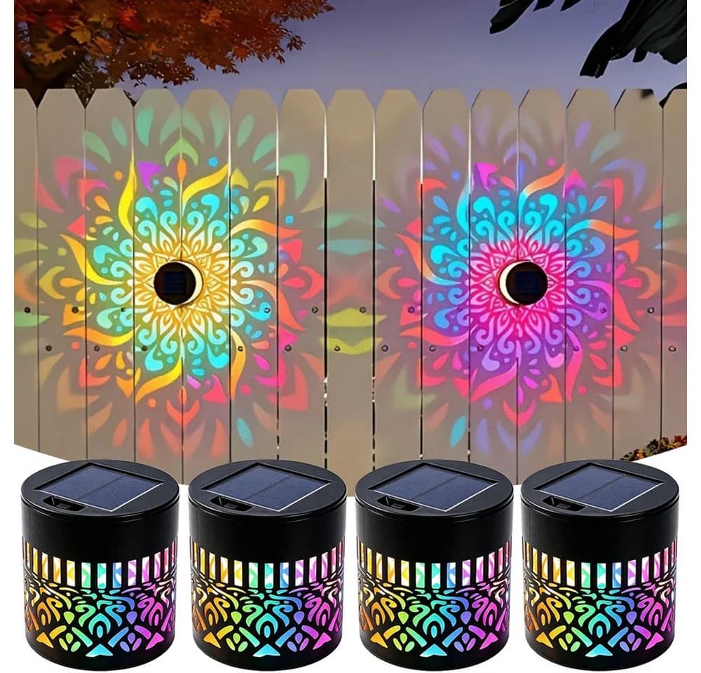 QUBEBU Solarlaterne Mandala RGB LED Wandleuchte Garten - Bild 2