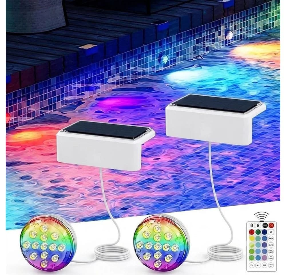 QUBEBU Solar LED Pool-Lampe RGB Unterwasserlicht mit Fernbedienung - Bild 2