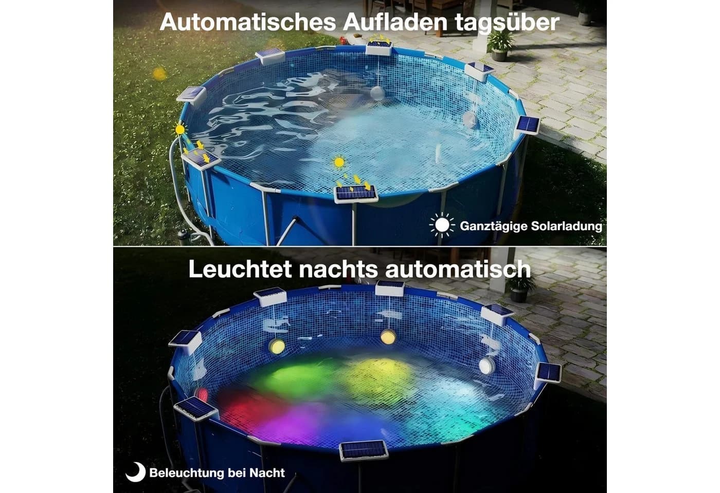 QUBEBU Solar LED Pool-Lampe RGB Unterwasserlicht mit Fernbedienung - Bild 3