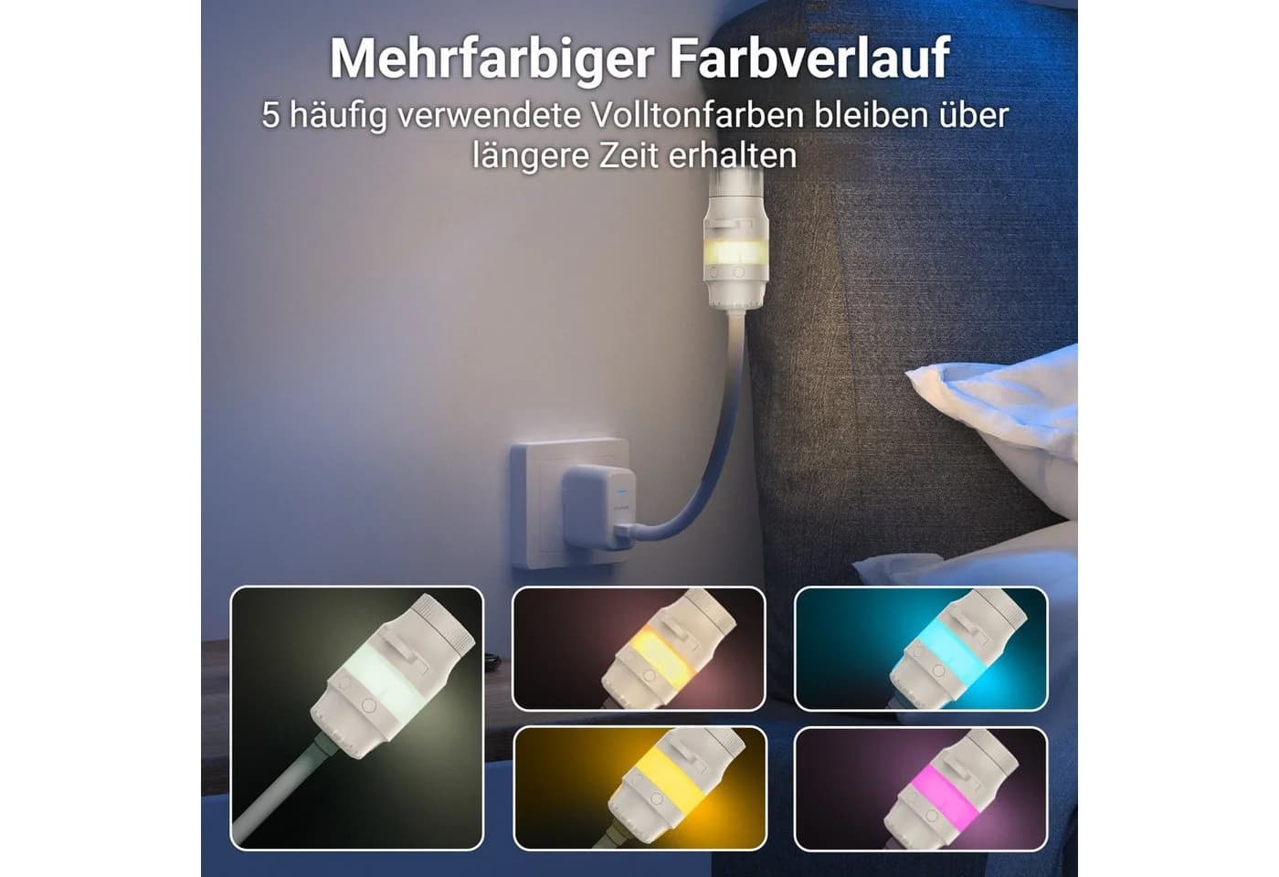 QUBEBU LED Sternenhimmel Projektor mit 6 Folien, Dimmbar Nachtlicht, USB, Weiß - Bild 5