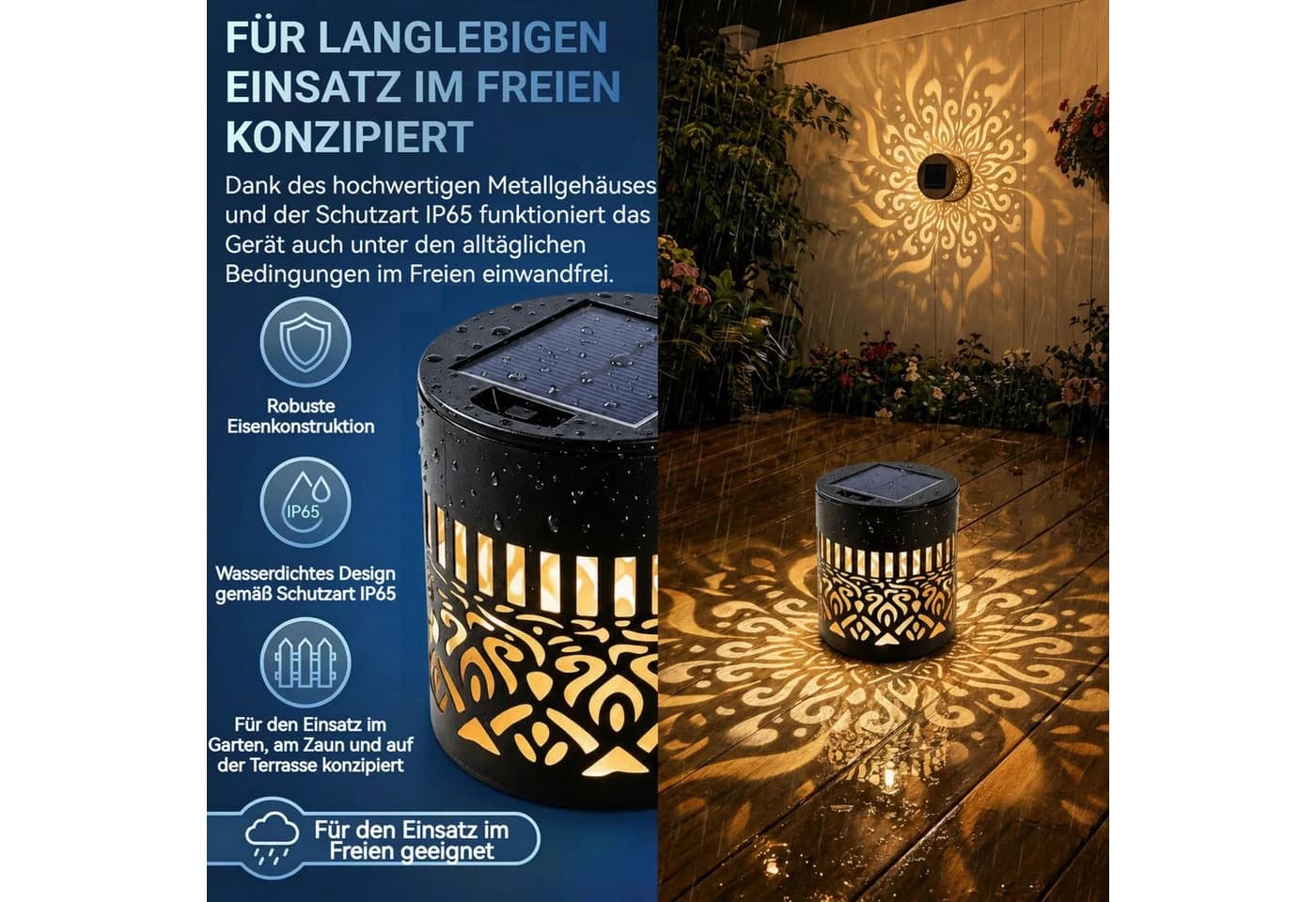 QUBEBU Solar-Wandleuchte Mandala Design Außen - Bild 5