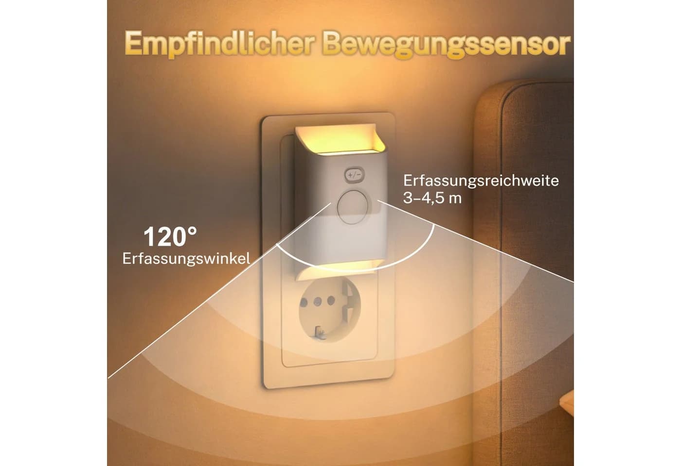 PRIISF LED Steckdosenleuchte mit Bewegungsmelder und Dämmerungssensor - Bild 4