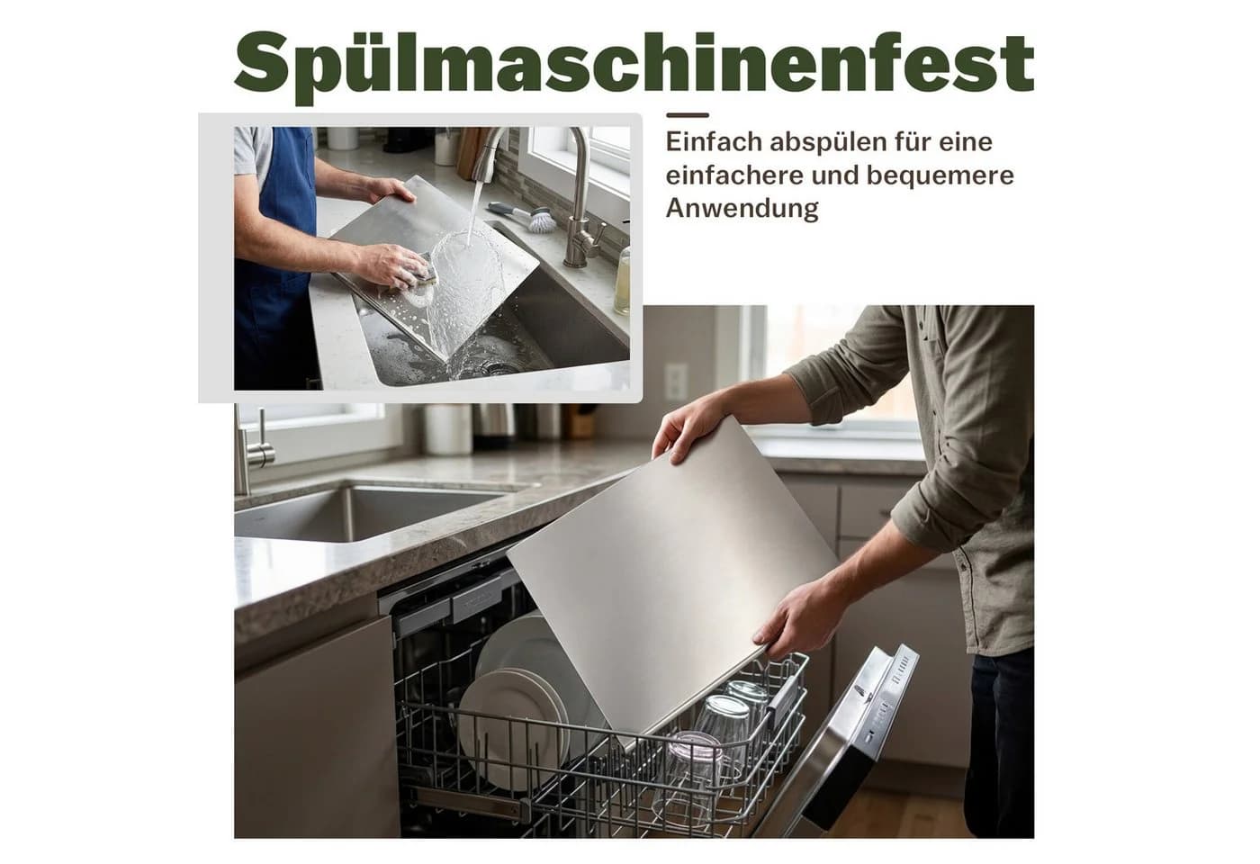 PRIISF Schneidebrett Edelstahl 50x40 cm mit Anschlagkante - Bild 5