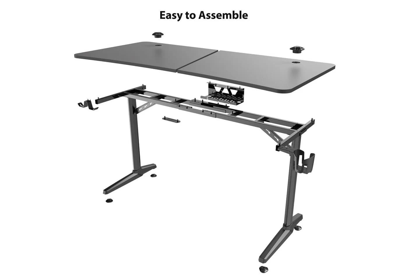 EE EUREKA ERGONOMIC Gamingtisch Schwarz mit Kabelbox und Zubehör - Bild 3