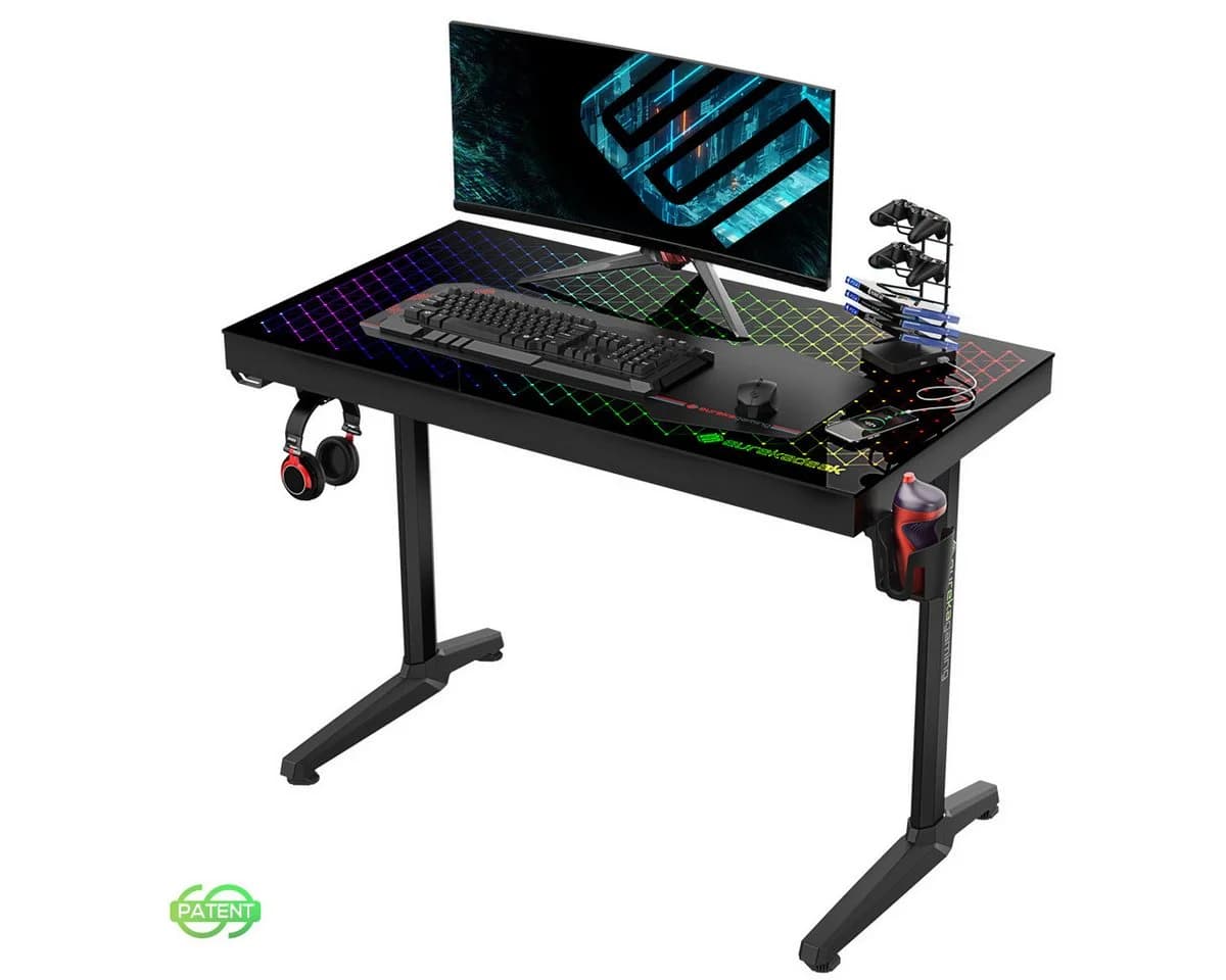 EE EUREKA ERGONOMIC Gamingtisch Schwarz mit RGB-Beleuchtung - Bild 2