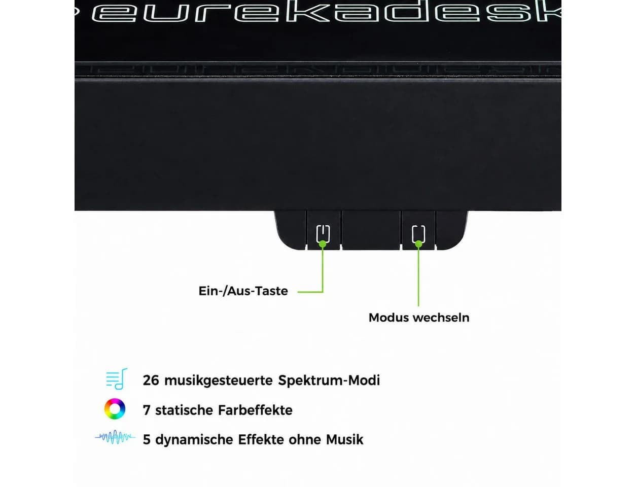 EE EUREKA ERGONOMIC Gamingtisch Schwarz mit RGB-Beleuchtung - Bild 5