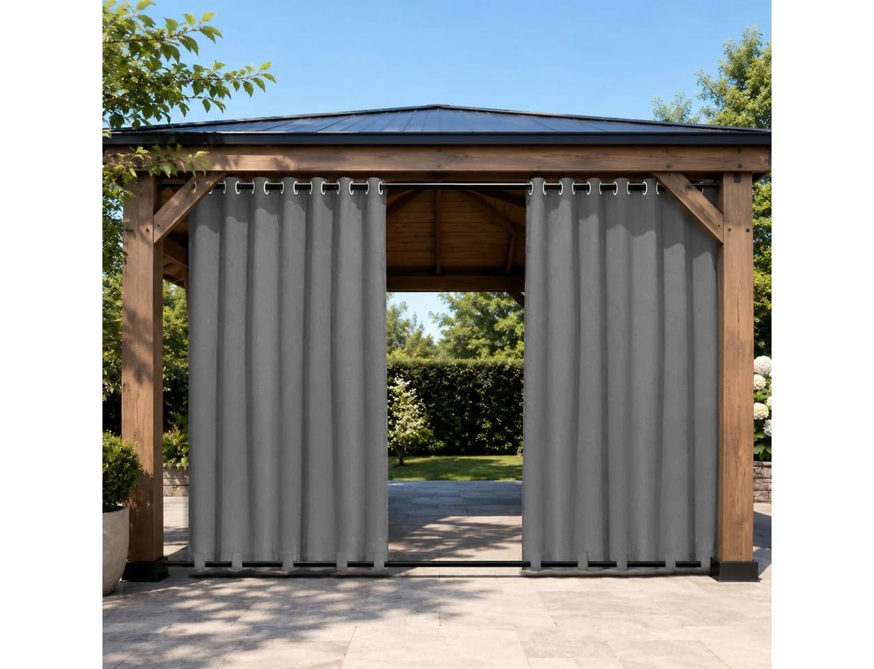 Lapamax Outdoorvorhang Grau 100% Verdunkelnd Wasserdicht - Bild 2