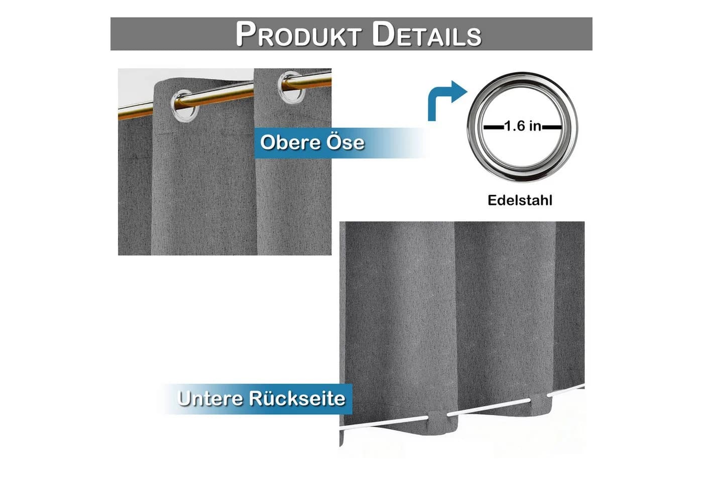 Lapamax Outdoorvorhang Grau 100% Verdunkelnd Wasserdicht - Bild 5