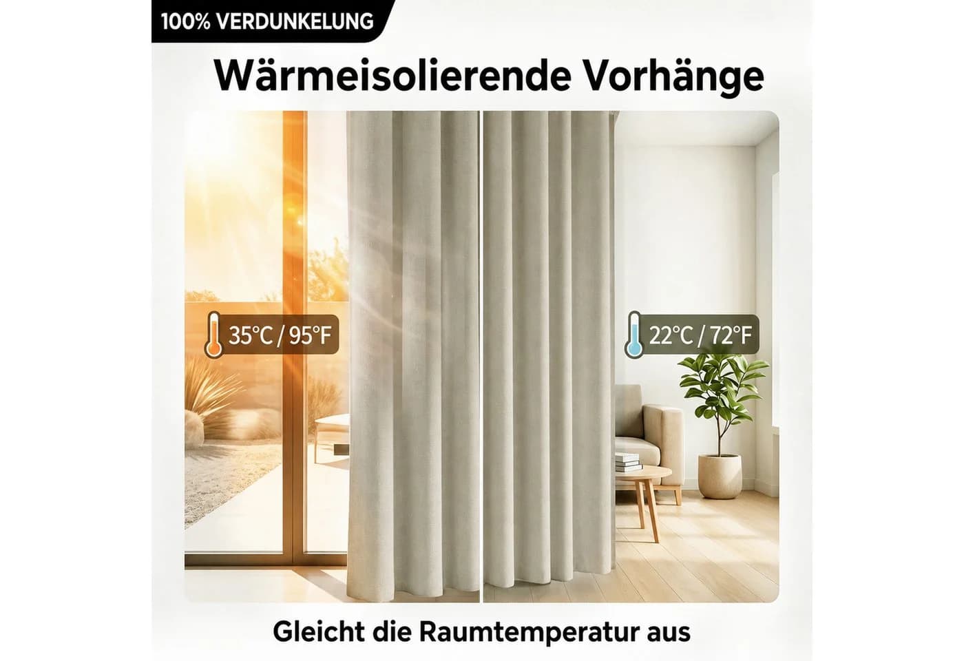 Lapamax Raumteiler-Vorhang mit Schiene 100% Verdunkelung - Bild 5