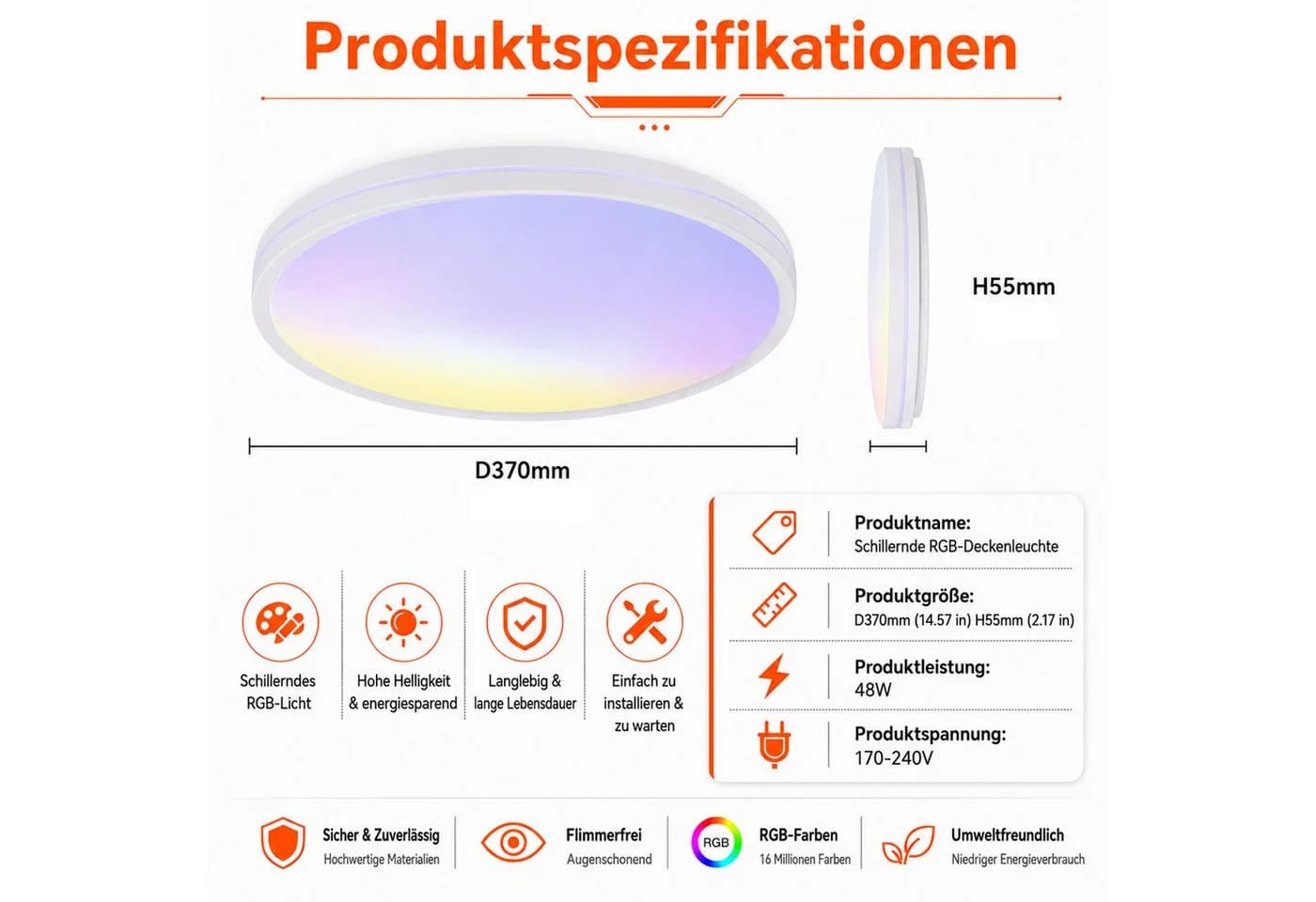 Sunicol LED Deckenleuchte Sky Scenery Dimmbar RGB Vollspektrum - Bild 5