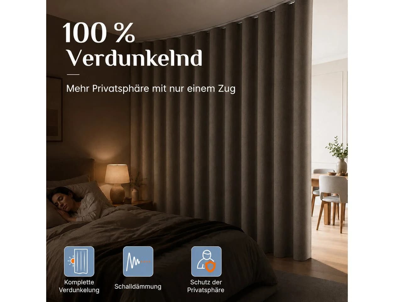 Sunicol Vorhang Raumteiler 100% Verdunkelung mit Schiene