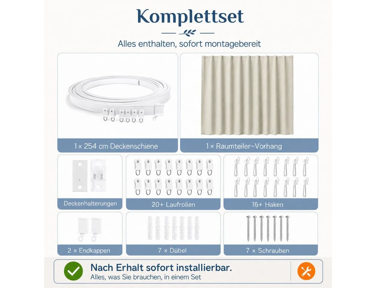 Sunicol Vorhang Raumteiler 100% Verdunkelung mit Schiene - Bild 4