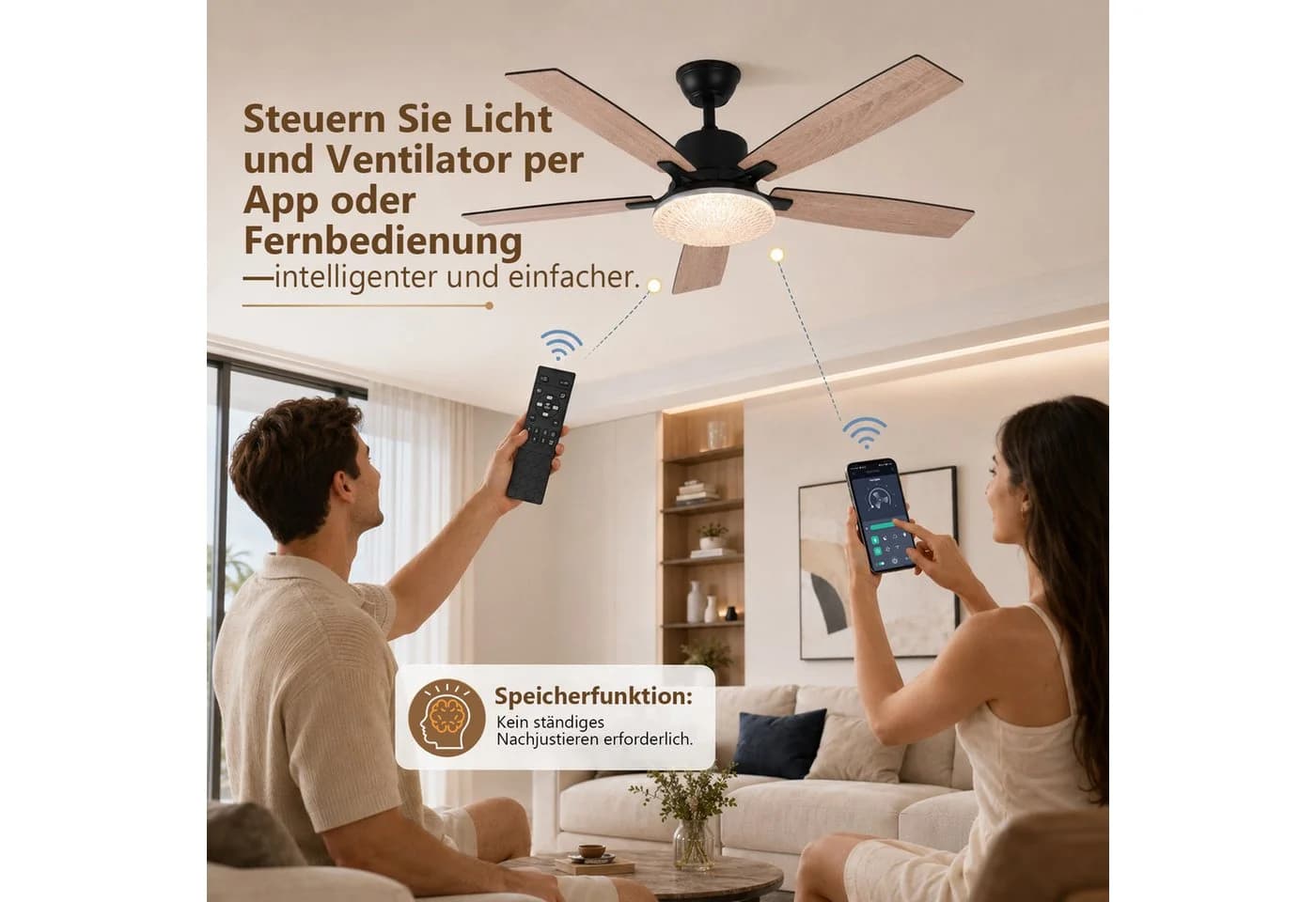 Sunicol Deckenventilator 132 cm mit LED-Beleuchtung & App-Steuerung - Bild 4