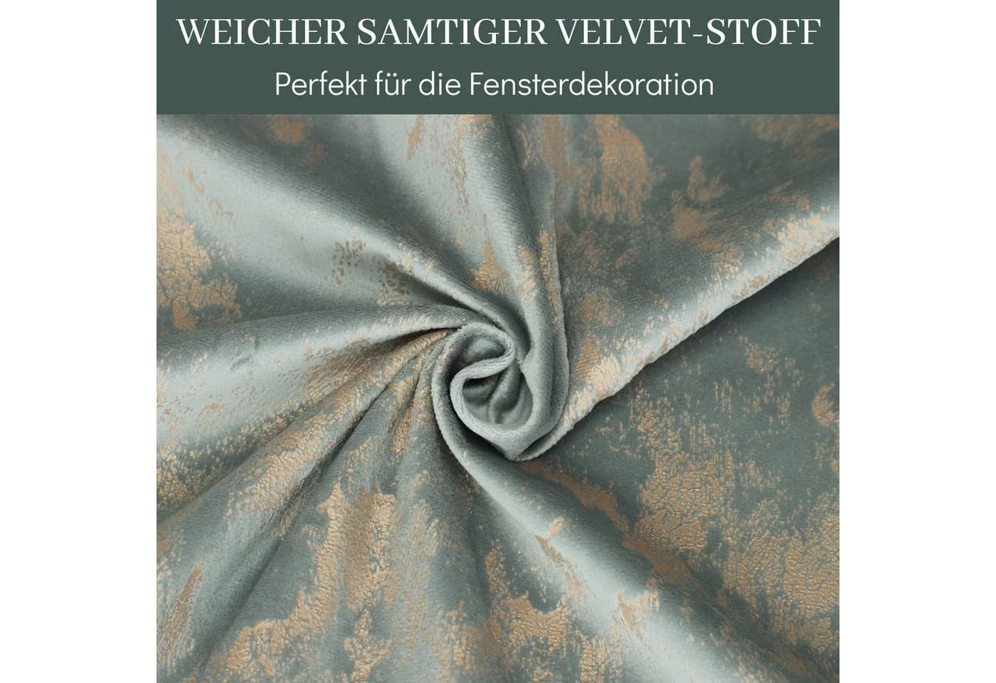 BTTO V&G Samt Vorhang Grau Gold Verdunkelung 2er Set - Bild 3