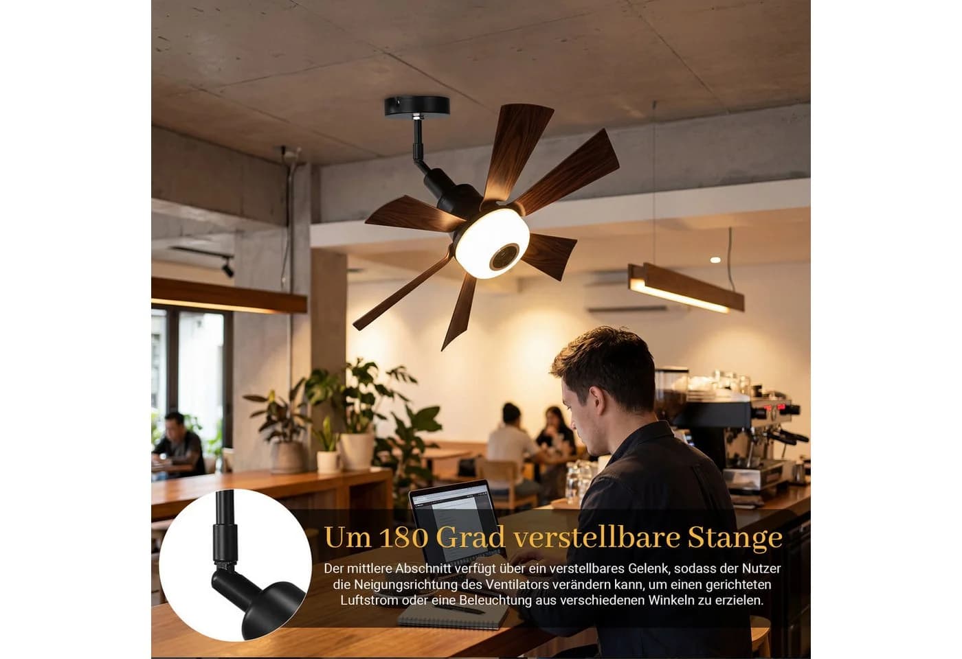 Rosnek Deckenventilator mit Licht 52 cm, Bluetooth, RGB - Bild 4