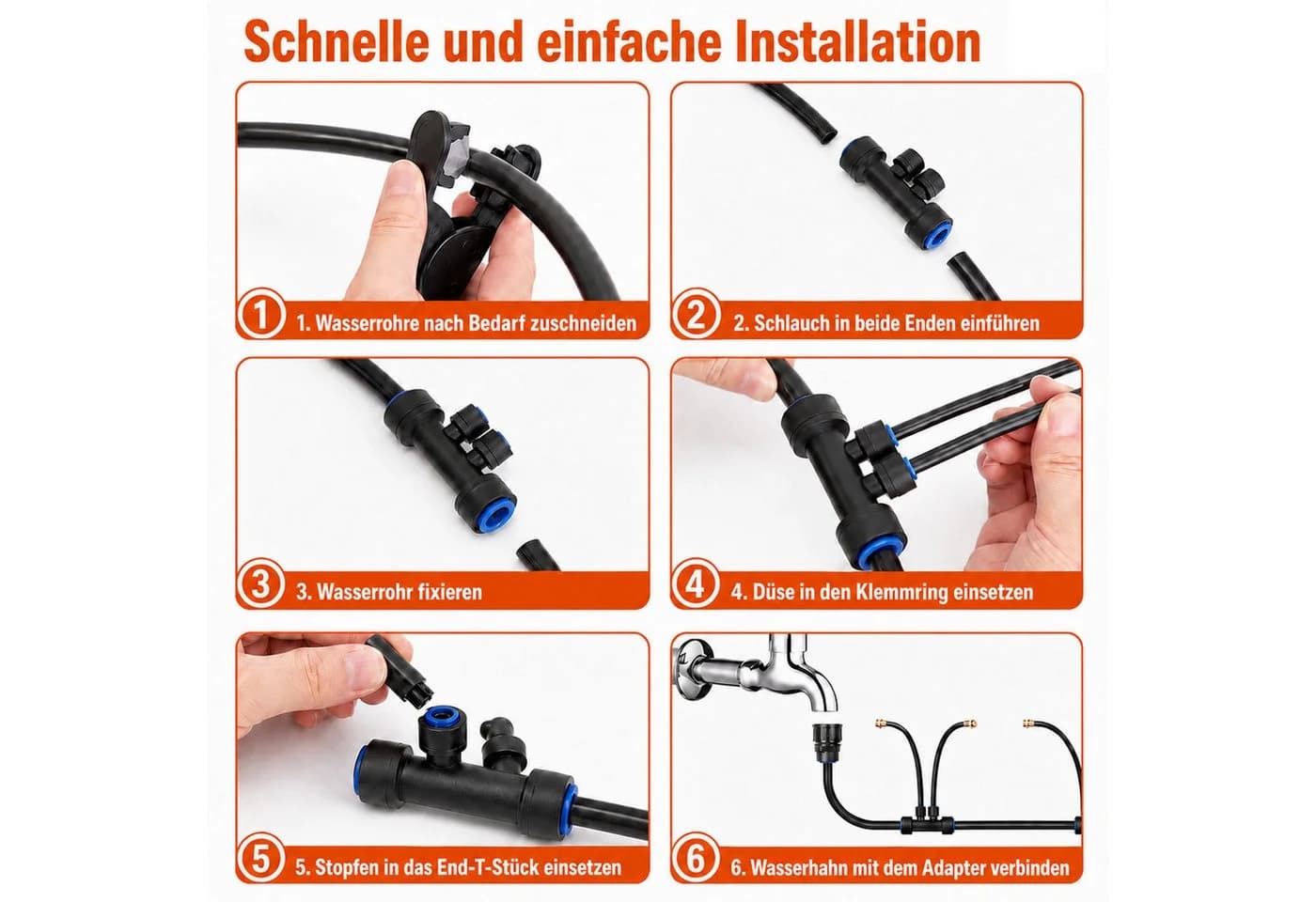 Rosnek Bewässerungssystem Garten 10m DIY Tropfbewässerung mit 360° Düsen - Bild 4