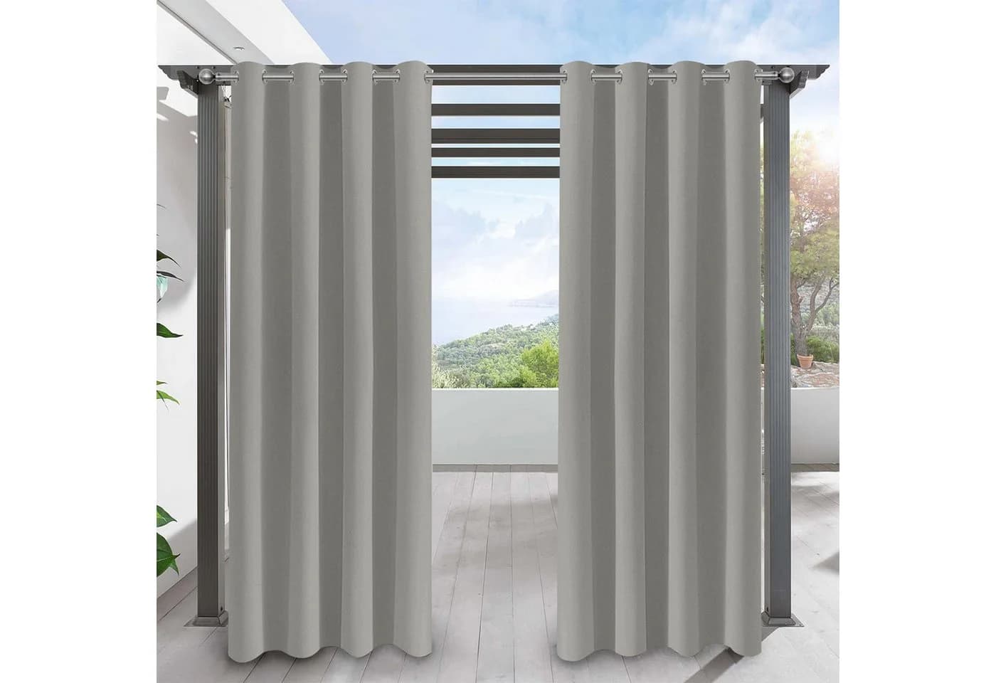 LMaxhome Outdoor-Vorhang wetterfest mit Ösen Sichtschutz Grau - Bild 2
