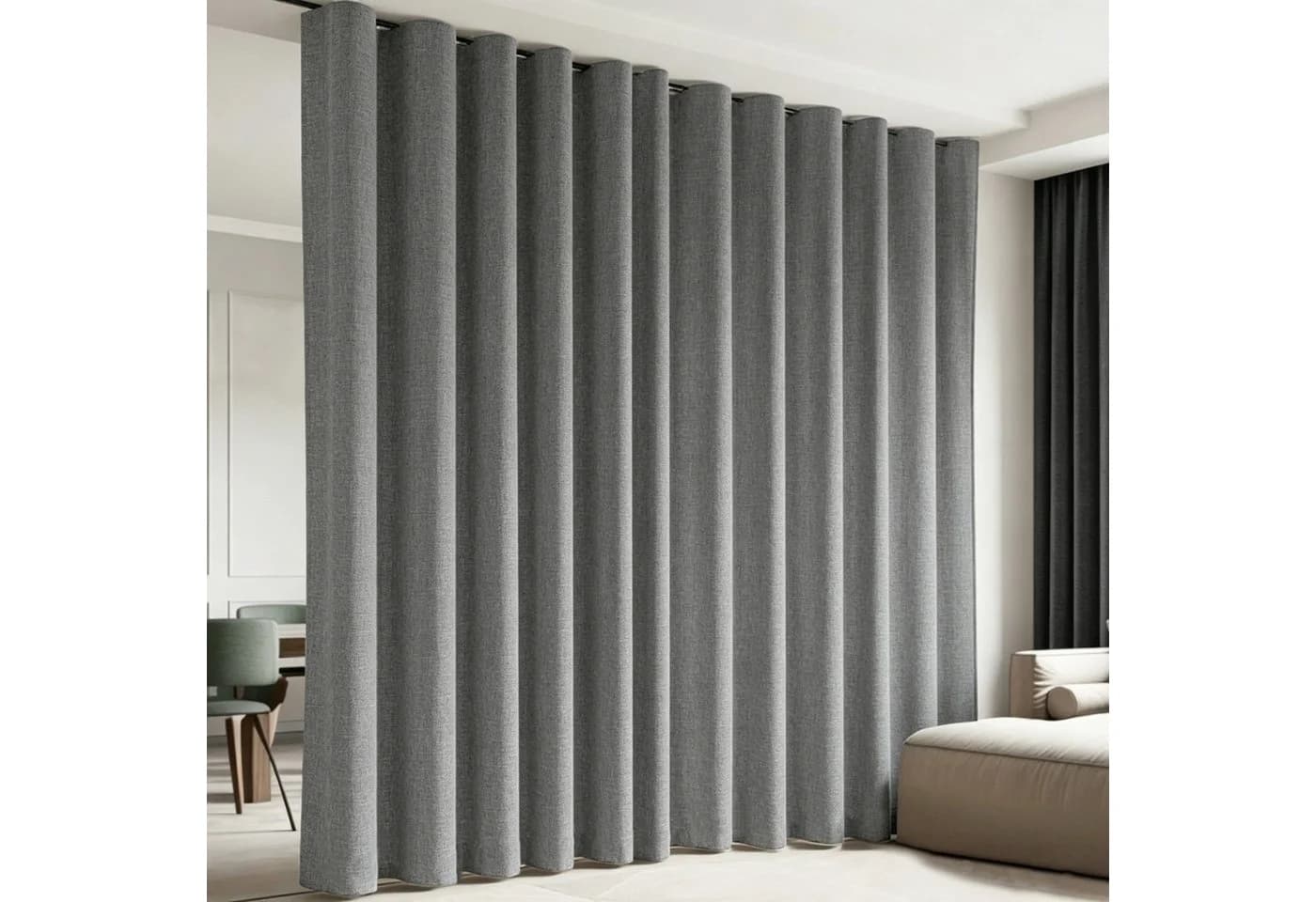 LMaxhome Raumteiler-Vorhang mit Schiene Grau 100% Verdunkelung - Bild 2