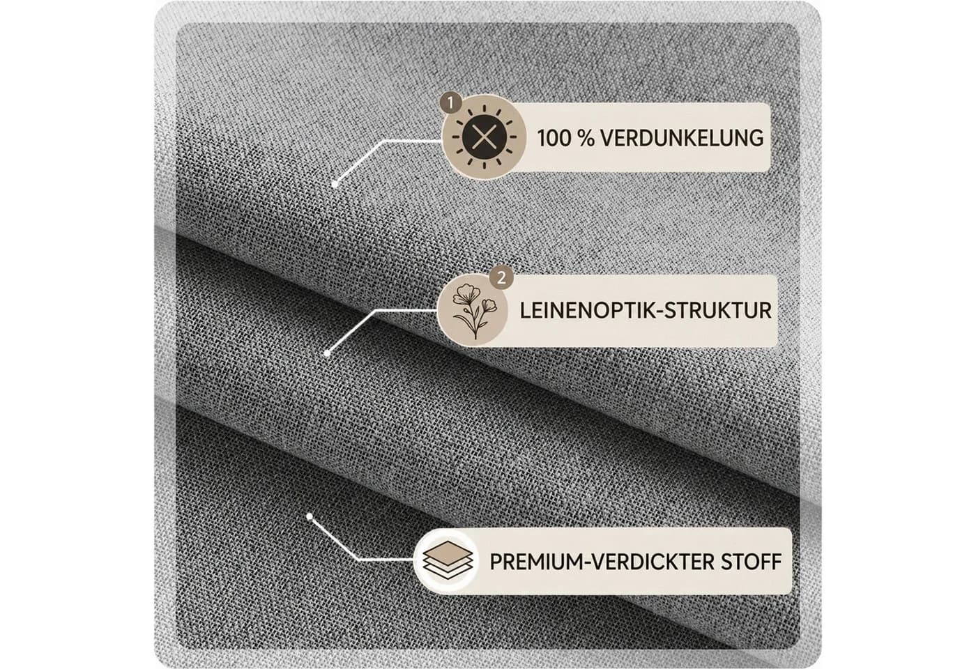LMaxhome Raumteiler-Vorhang mit Schiene Grau 100% Verdunkelung - Bild 3