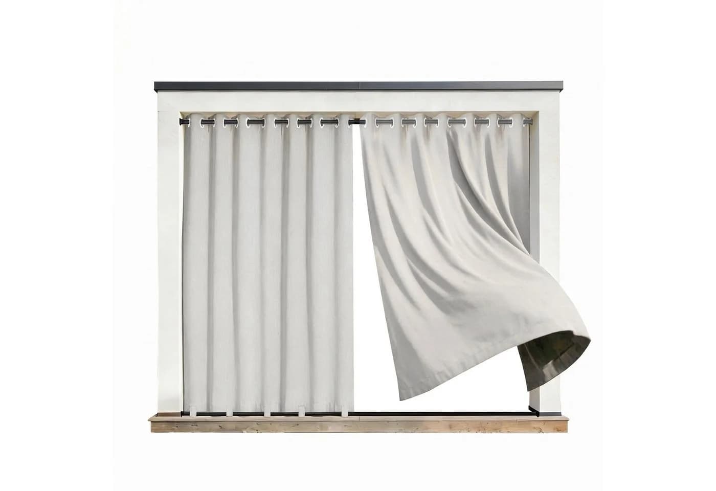 LMaxhome Outdoorvorhang Blickdicht Wetterfest mit Ösen Grau/Weiß