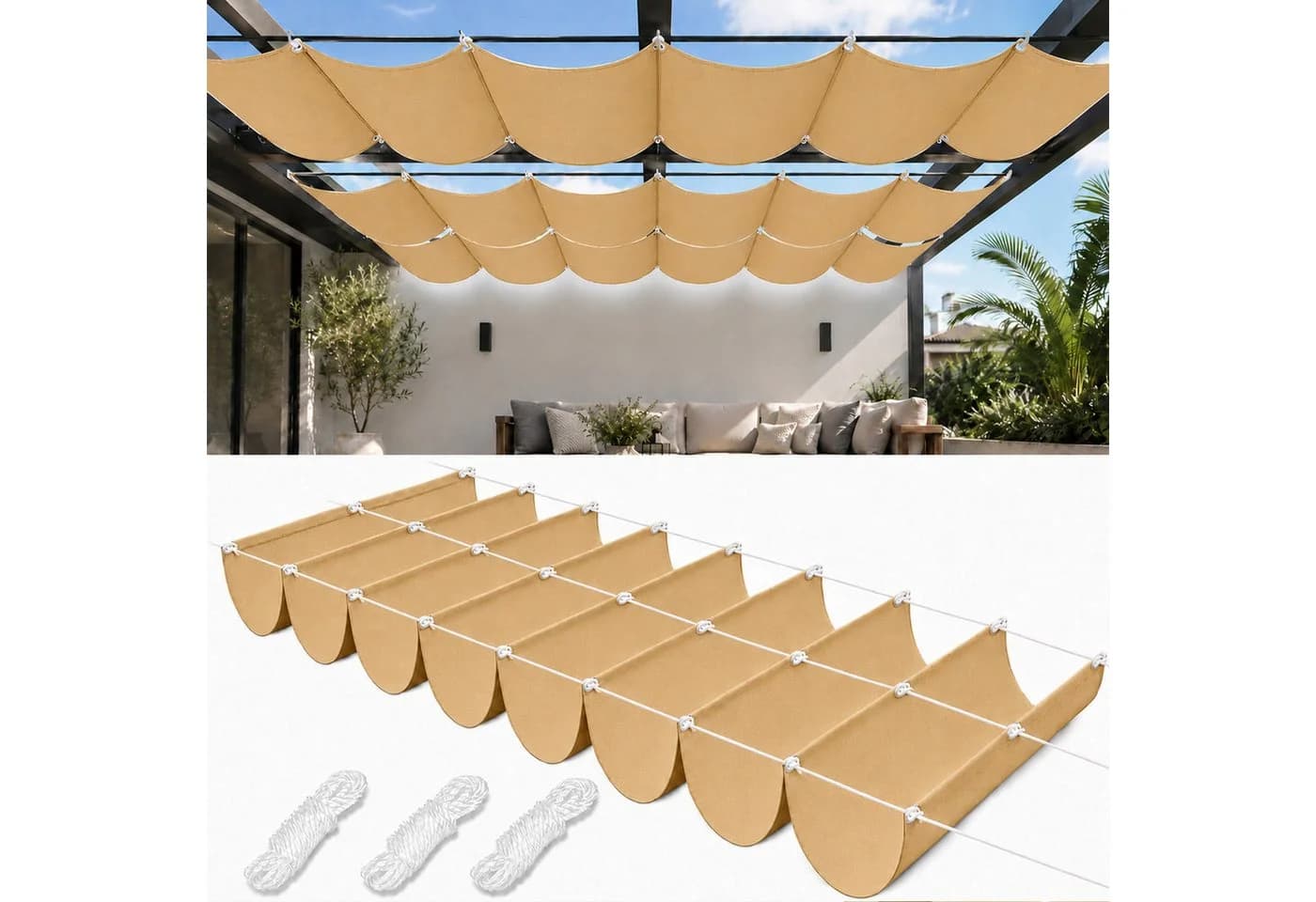 LMaxhome Sonnensegel Wellen UV-Schutz wasserfest - Bild 2