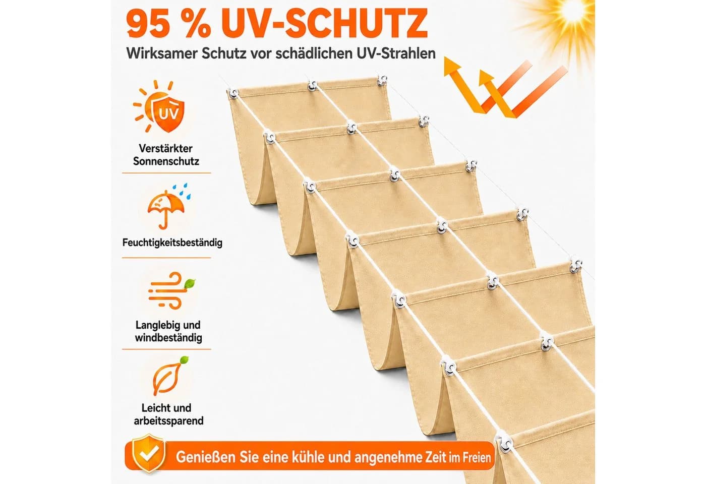 LMaxhome Sonnensegel Wellen UV-Schutz wasserfest - Bild 3
