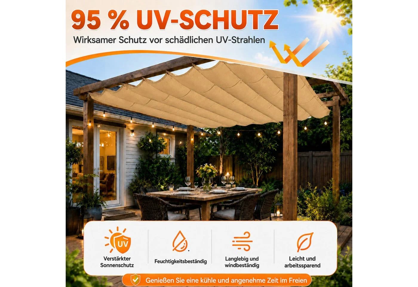 LMaxhome Sonnensegel Wellen UV-Schutz wasserfest - Bild 4
