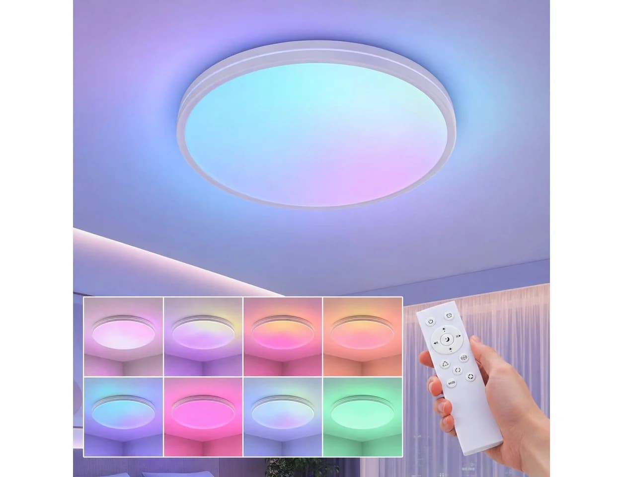 Rosnek LED Deckenleuchte RGB dimmbar mit Fernbedienung - Bild 2