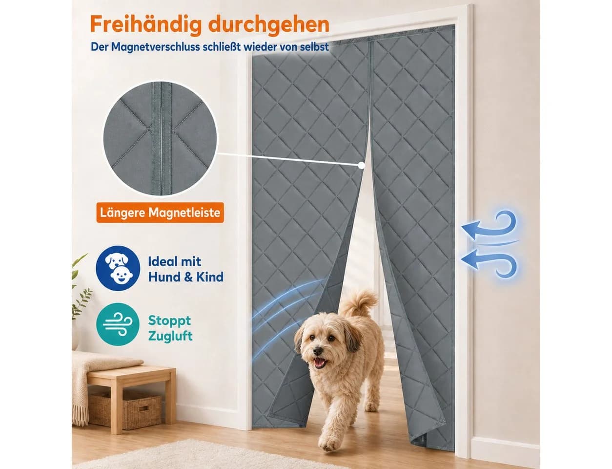 LMaxhome Thermovorhang Grau Magnetisch Ohne Bohren - Bild 3