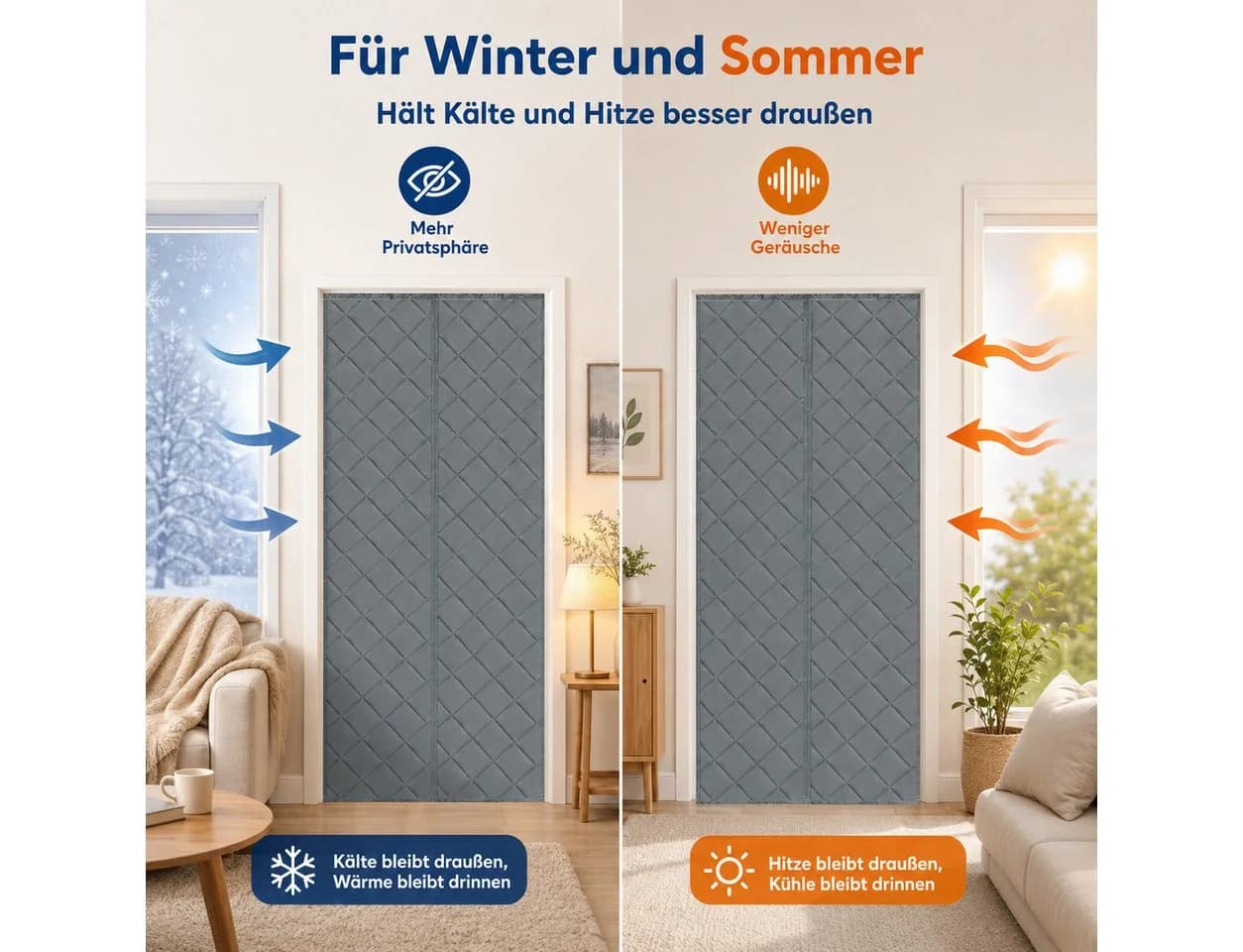 LMaxhome Thermovorhang Grau Magnetisch Ohne Bohren - Bild 5