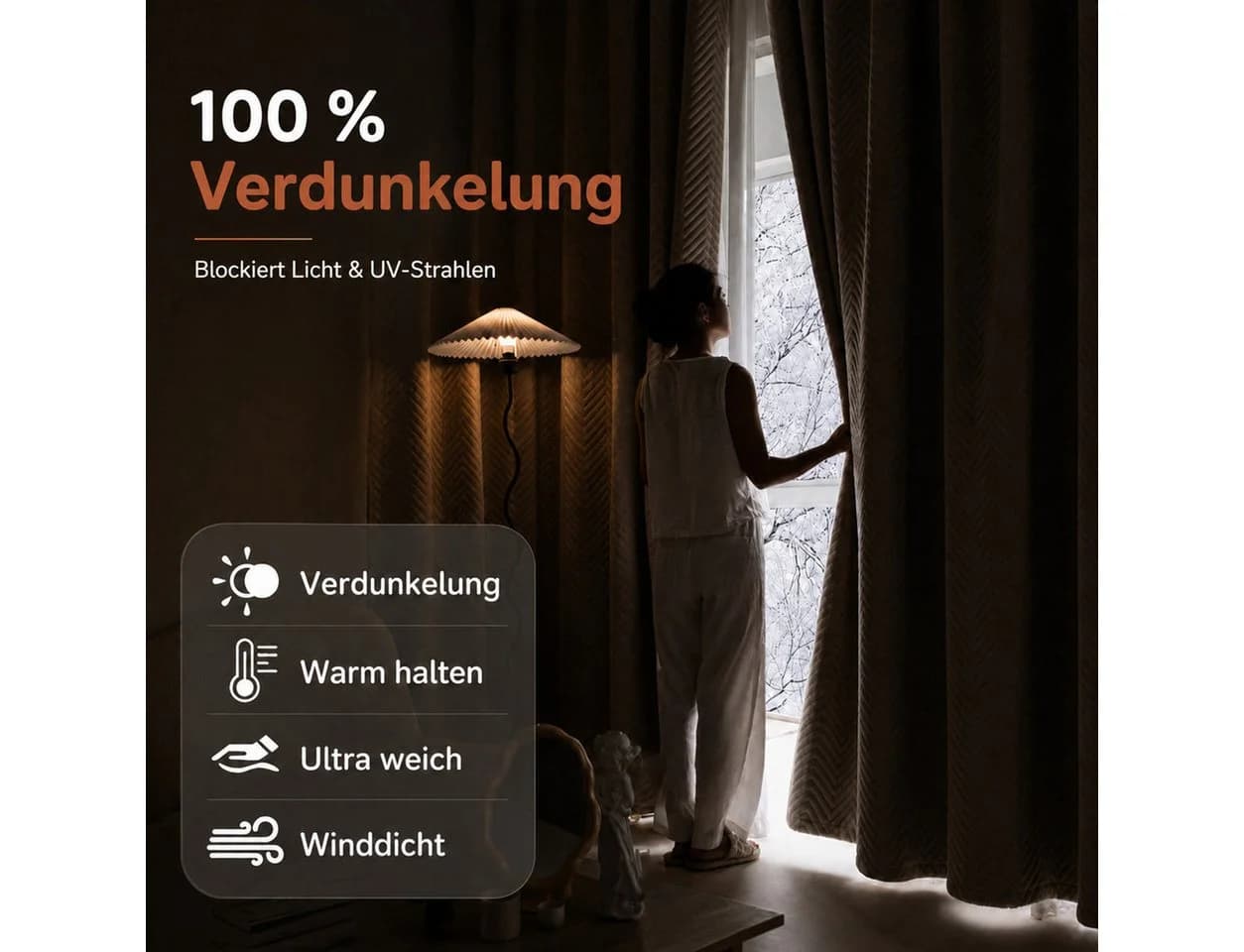LMaxhome Verdunkelungsvorhang Beige 3-lagig 600g/m² 100% blickdicht - Bild 3