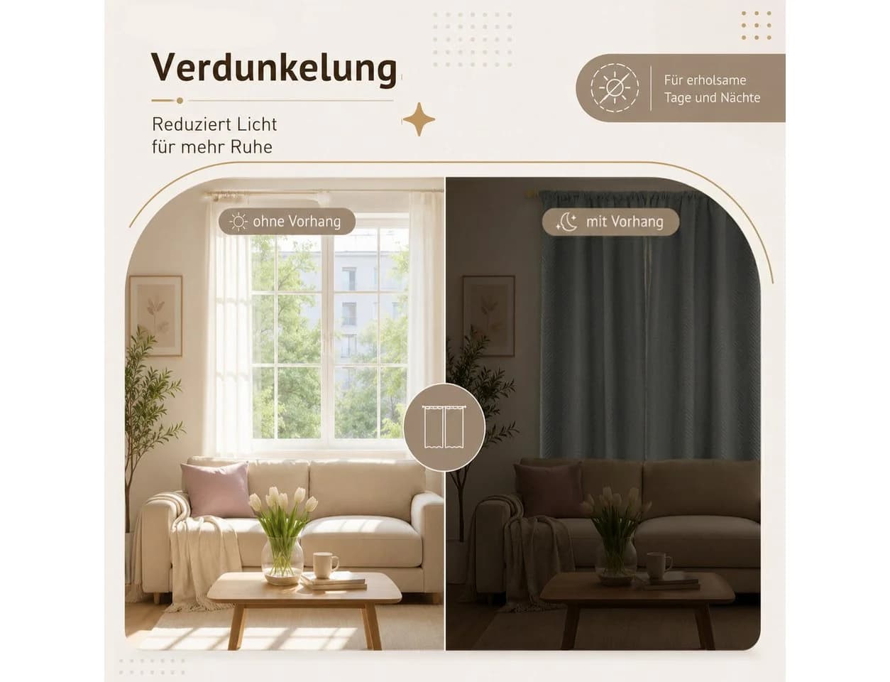 LMaxhome Verdunkelungsvorhang Grau 370 g/m² Thermovorhang mit Multifunktionsband - Bild 3