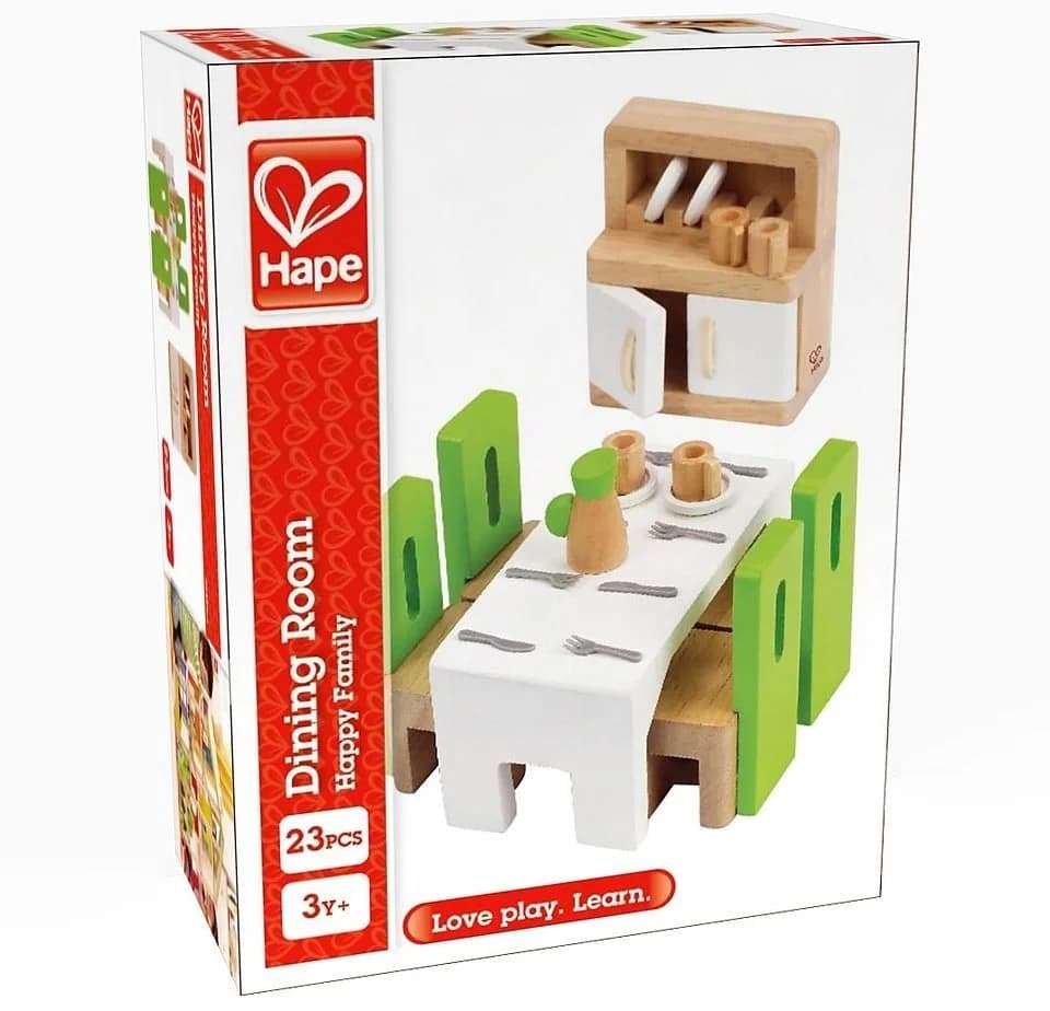 Hape Puppenhausmöbel Esszimmer 23-tlg. Beige/Grün