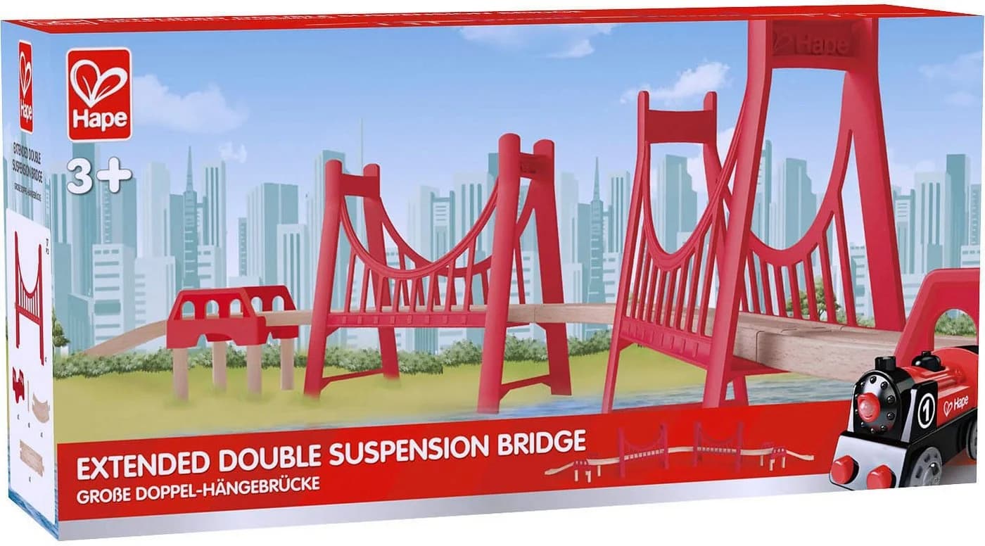 HAPE Spielzeugeisenbahn-Brücke Große Doppel-Hängebrücke Bunt - Bild 2