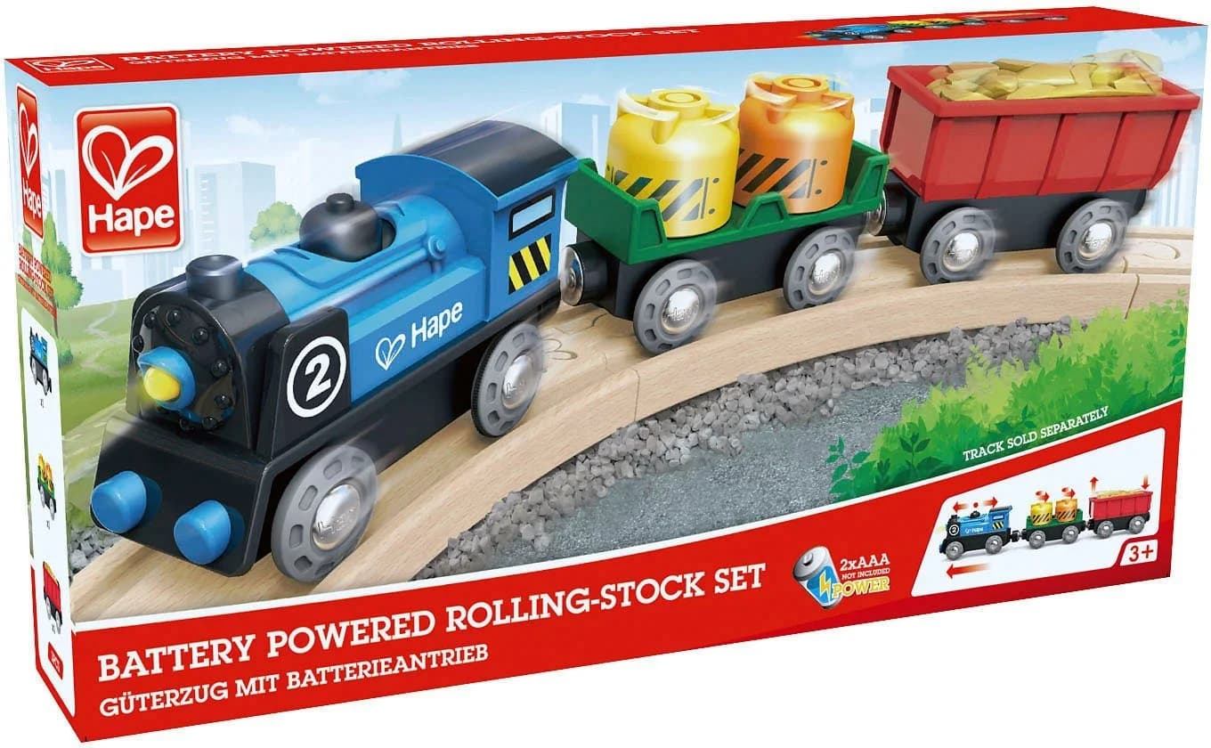 Hape Spielzeug-Eisenbahn Güterzug mit Batterieantrieb Blau