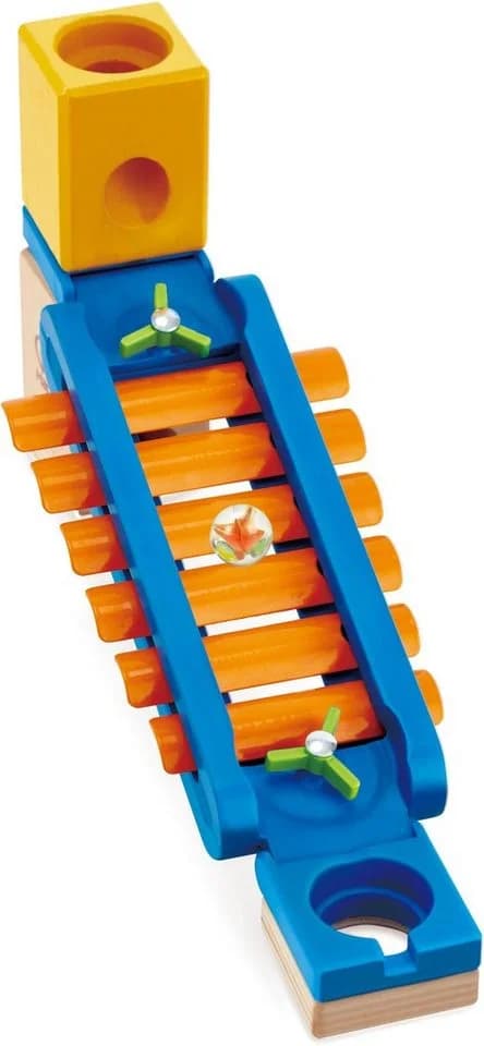 HAPE Quadrilla Klingender Spielplatz Kugelbahn-Bausatz Blau/Orange