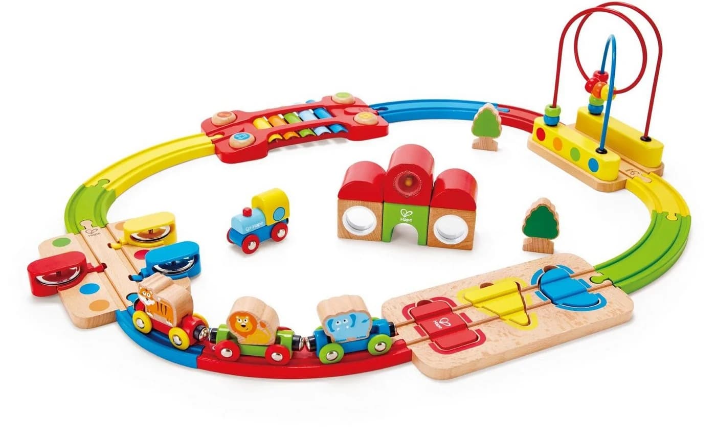 Hape Spielzeug-Eisenbahn Regenbogen-Puzzle Eisenbahnset Bunt Holz - Bild 2