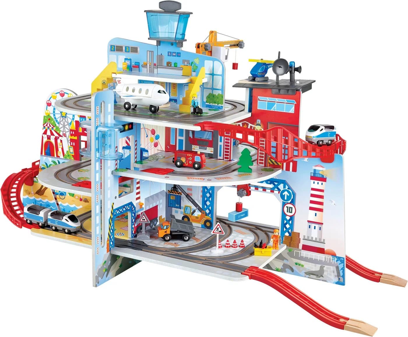 Hape Spielzeug-Eisenbahn Mega City Eisenbahn Set Bunt 5 Stockwerke - Bild 2