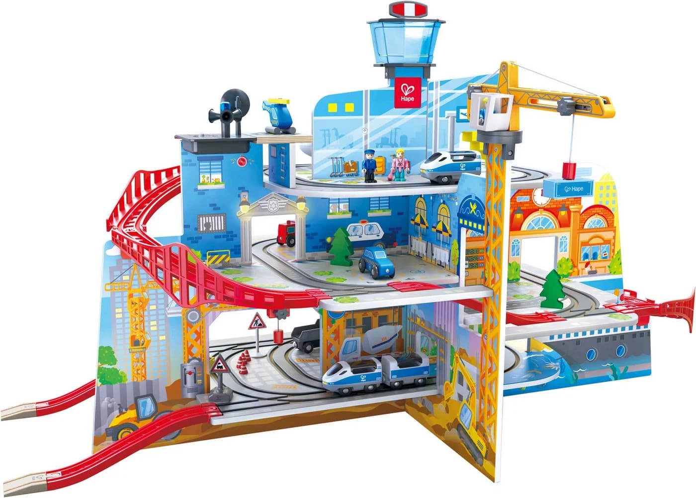 Hape Spielzeug-Eisenbahn Mega City Eisenbahn Set Bunt 5 Stockwerke - Bild 5