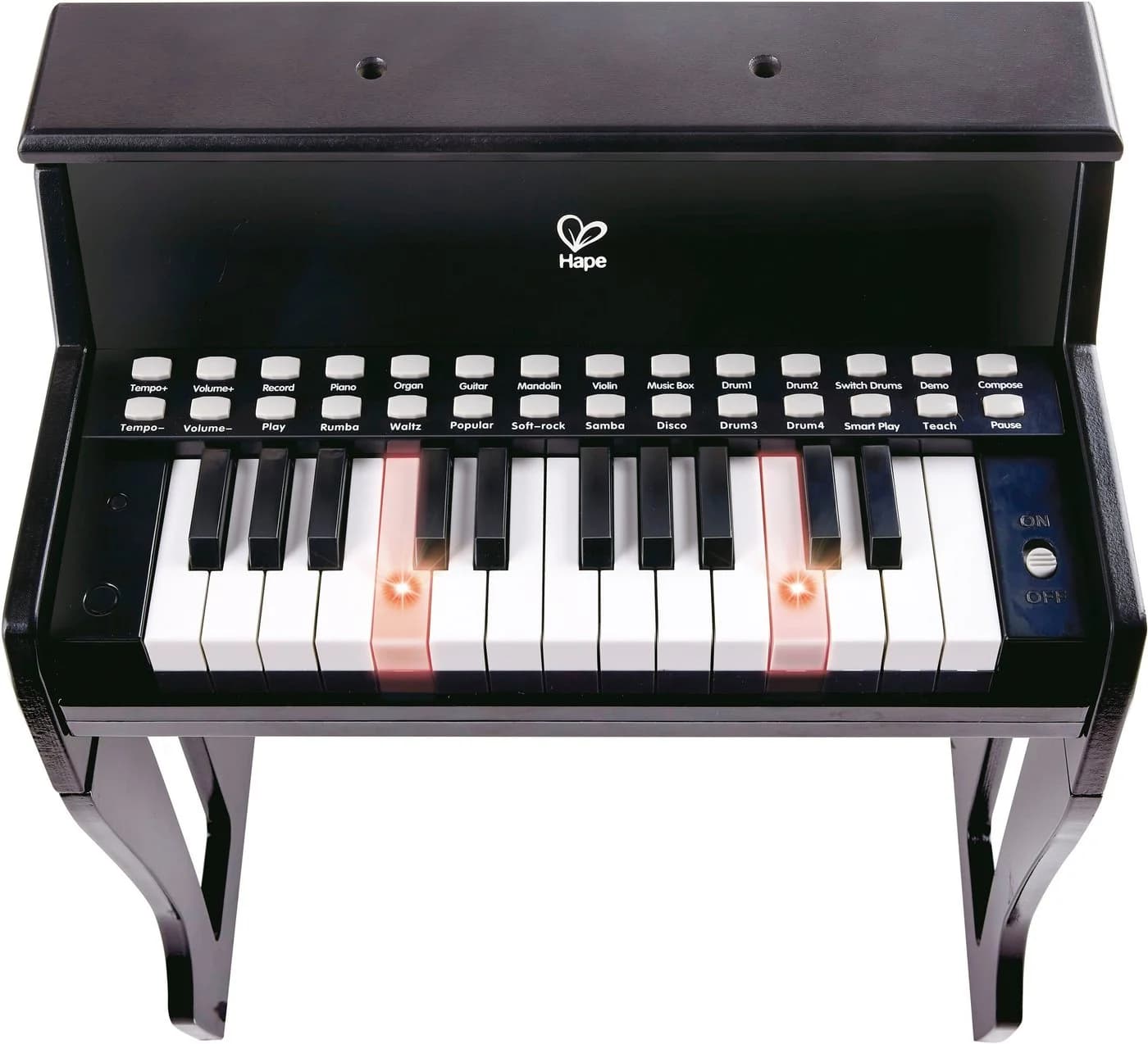 HAPE Leuchttasten-Piano mit Hocker Schwarz