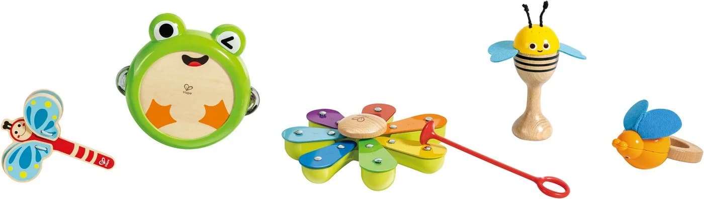 HAPE Rhythmus-Kit Natur Bunt - 5-tlg. Holz Musikinstrumente Set - Bild 2