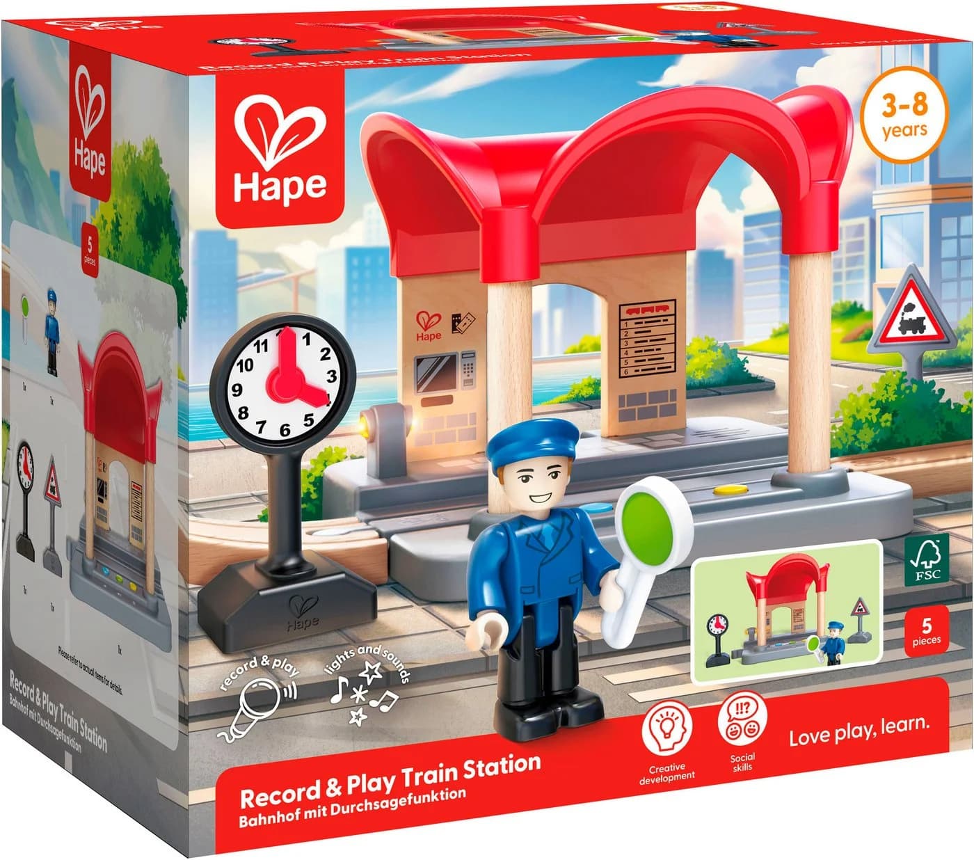 Hape Spielzeugeisenbahn-Gebäude Bahnhof mit Durchsagefunktion - Bild 3
