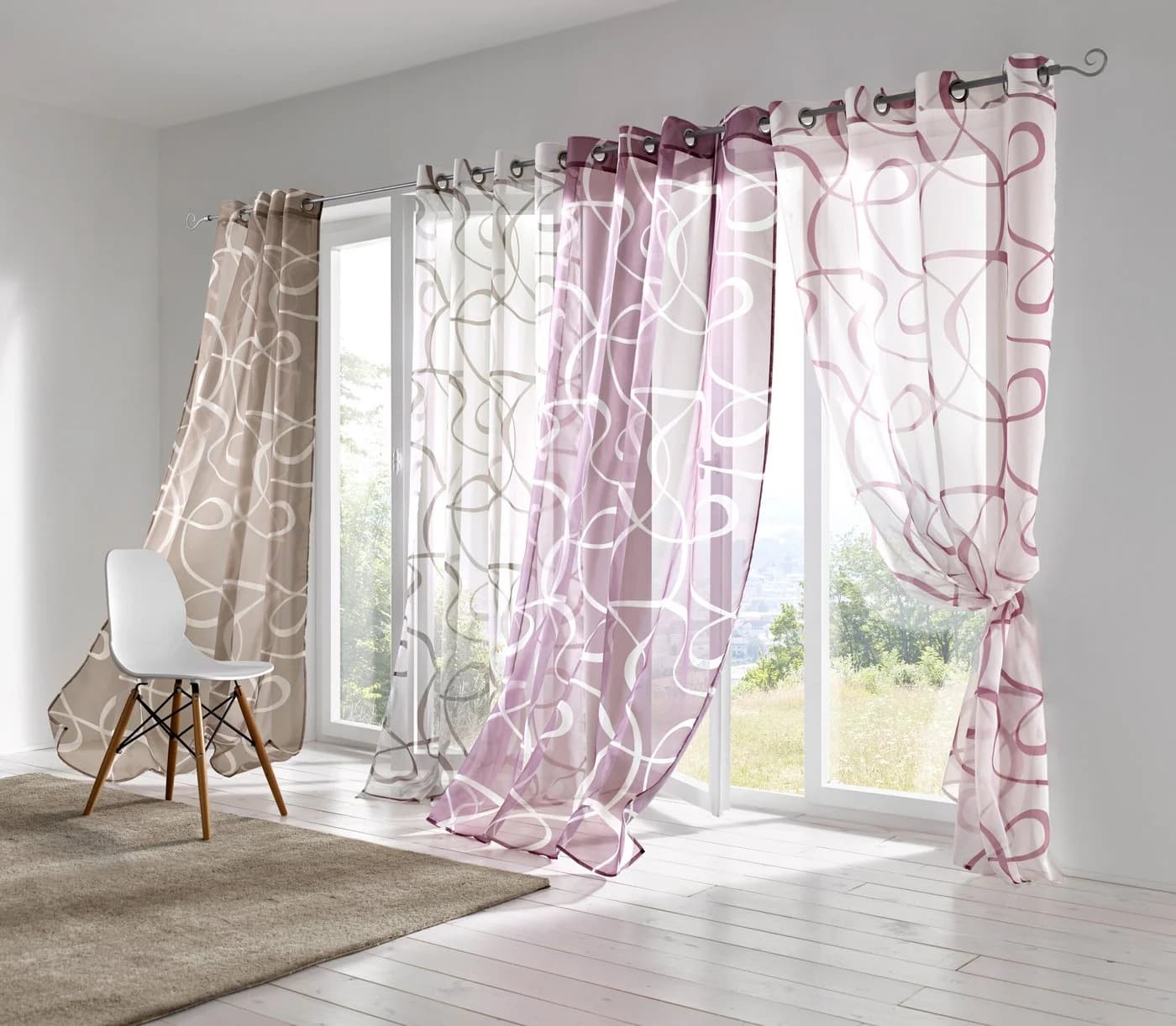 HEINE HOME Gardine 2er-Set Taupe-Weiß Polyester Voile - Bild 4