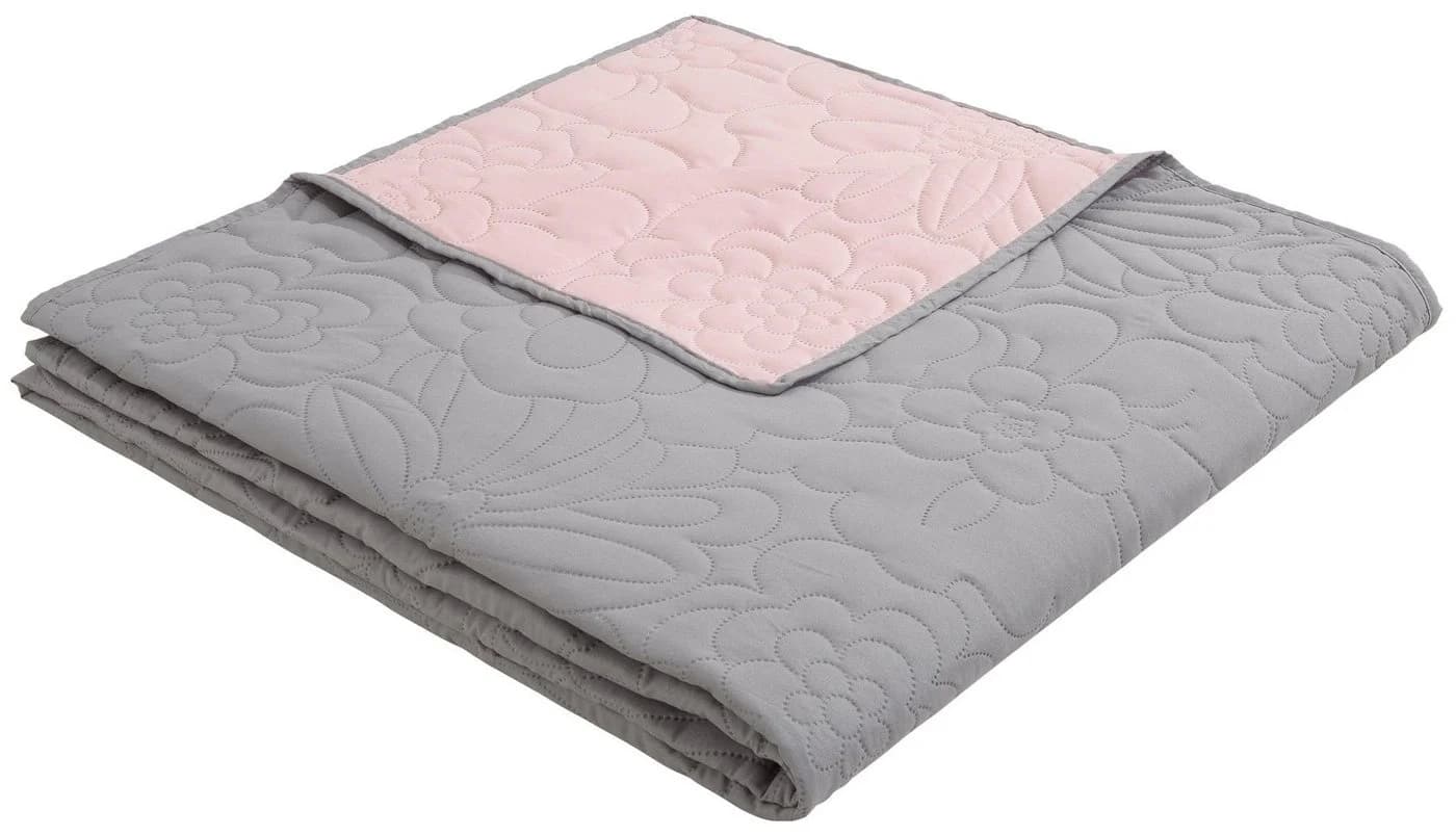 OTTO HOME Amanda Tagesdecke Grau-Rosa Gestepft