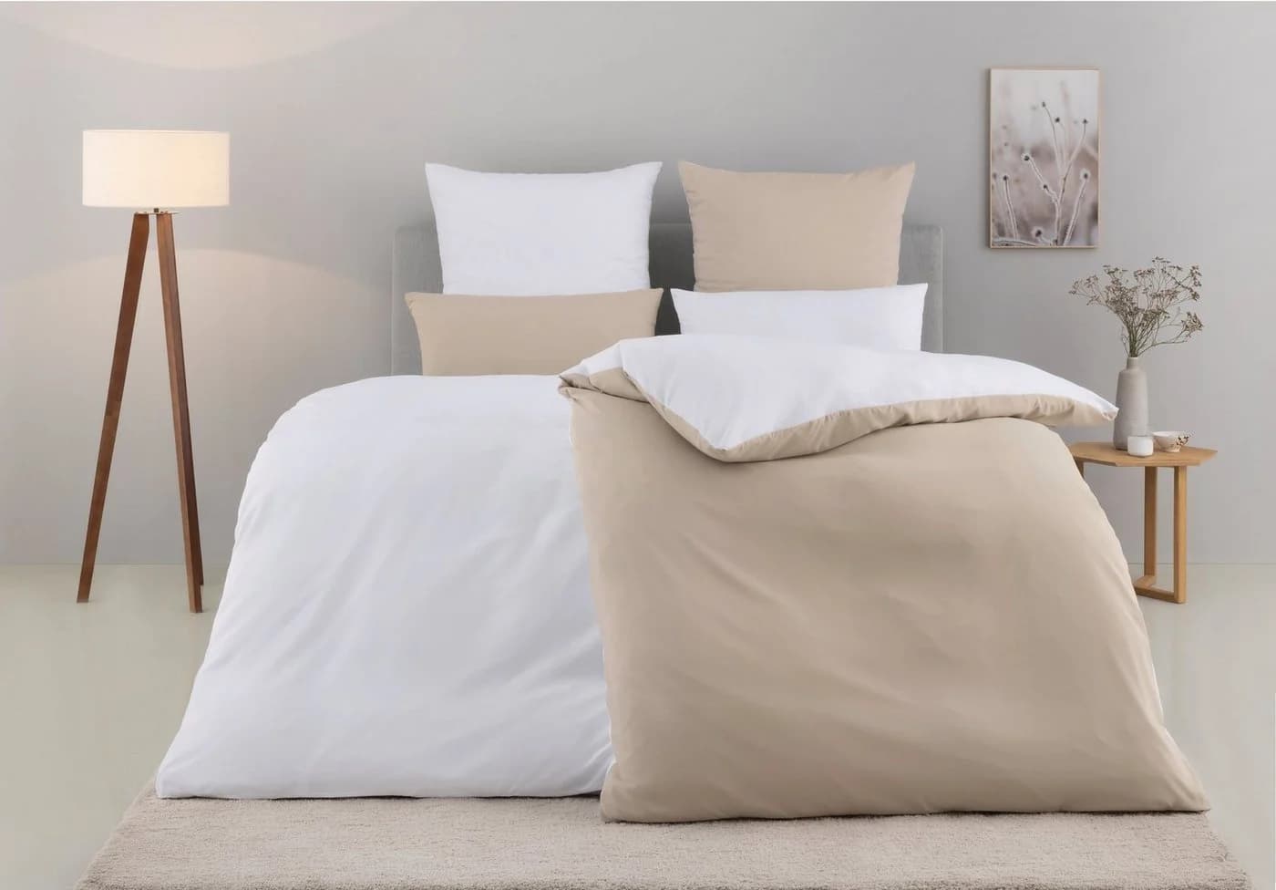 OTTO home Kissenbezug DESNER2 100% Microfaser Beige/Weiß 2er Set