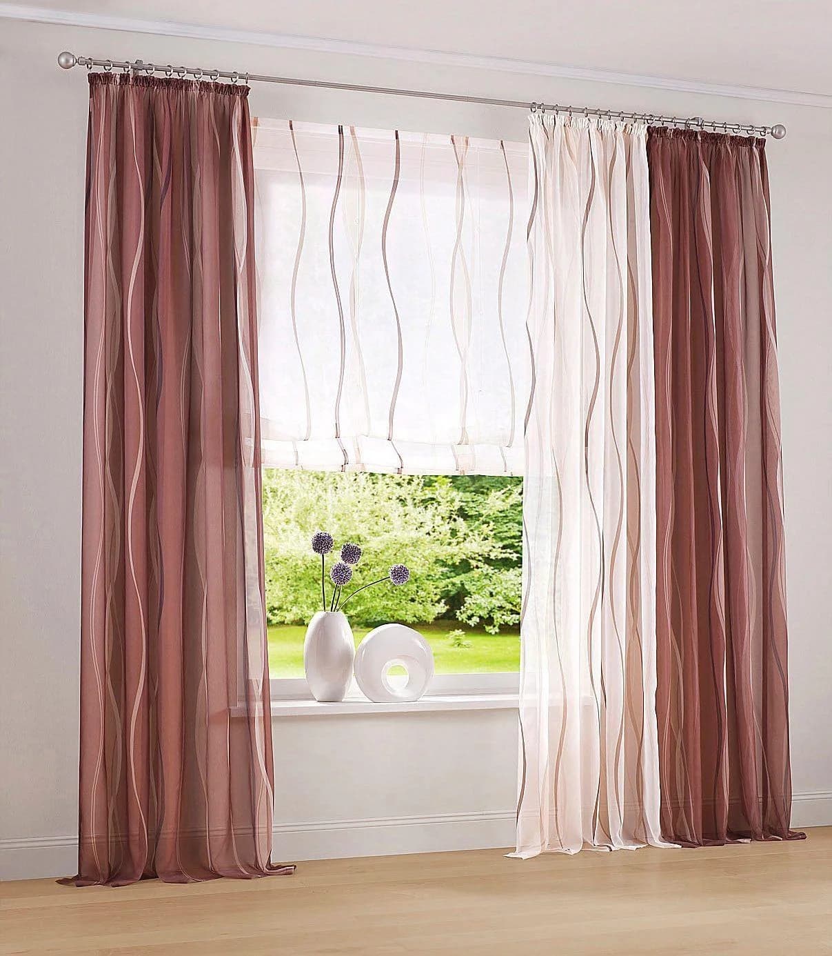 OTTO HOME Gardine Dimona 2er-Set Beige Polyester Voile